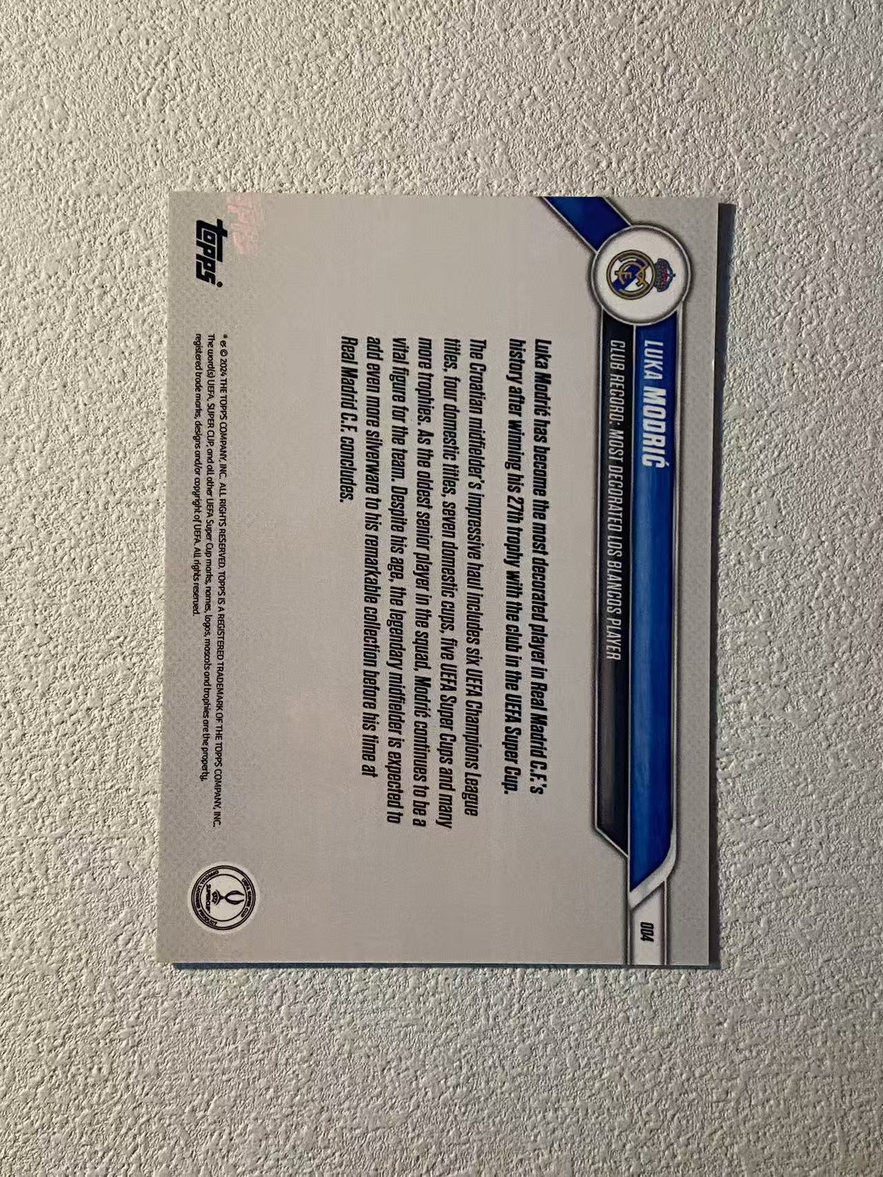 2024 Topps now Luka Modric 欧冠now 时刻 莫德里奇 魔笛 皇马 传奇 中场大师 2024欧洲超级杯 捧杯时刻 收藏必备
