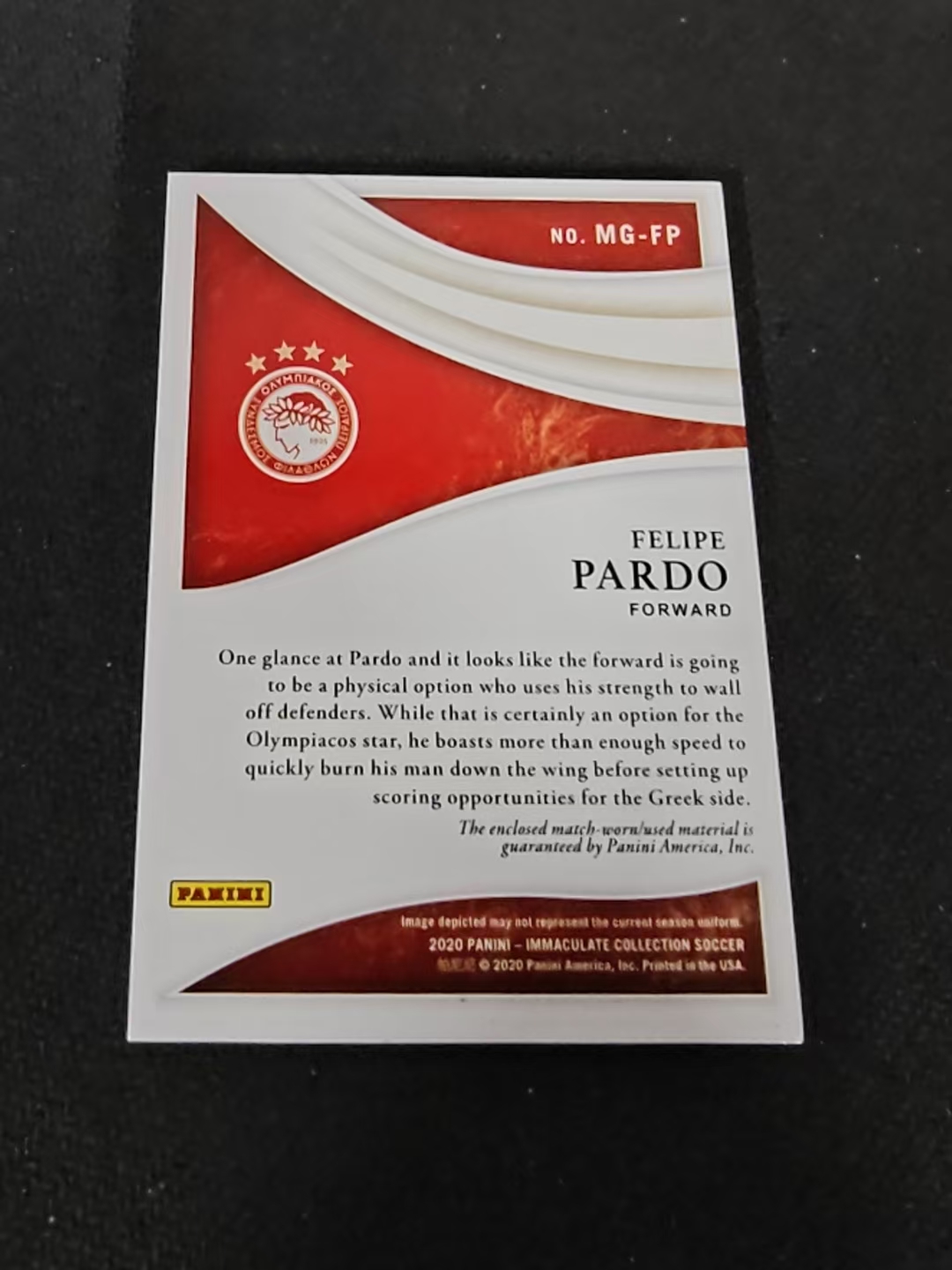 2020 Panini Immaculate 爱咪咪 Felipe Pardo 帕尔多 哥伦比亚 奥林匹亚科斯 99编 亲穿物料 瑕疵如图