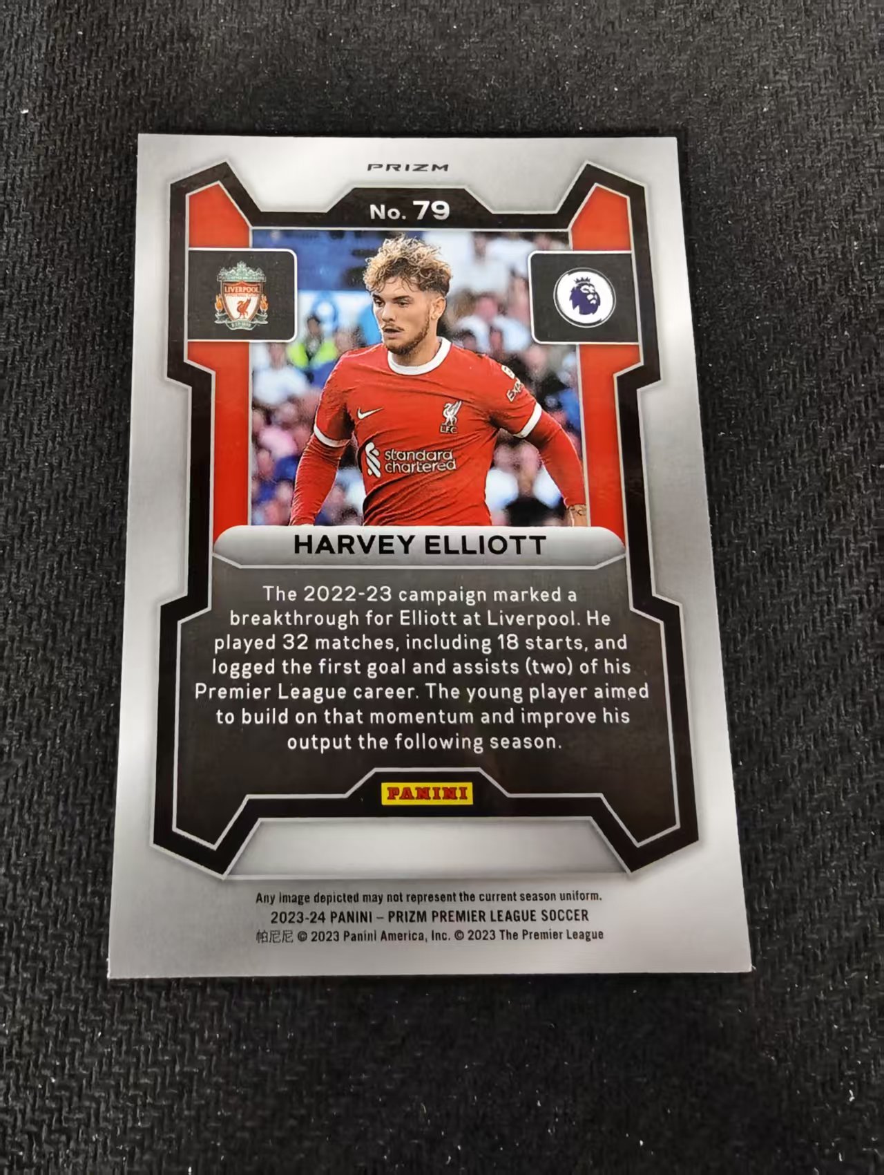 【可合并,不累计】2023-24 Panini Prizm Harvey Elliott 英超 Pz 利物浦 埃利奥特 埃里奥特 镭射折 划痕 边角瑕疵 #79