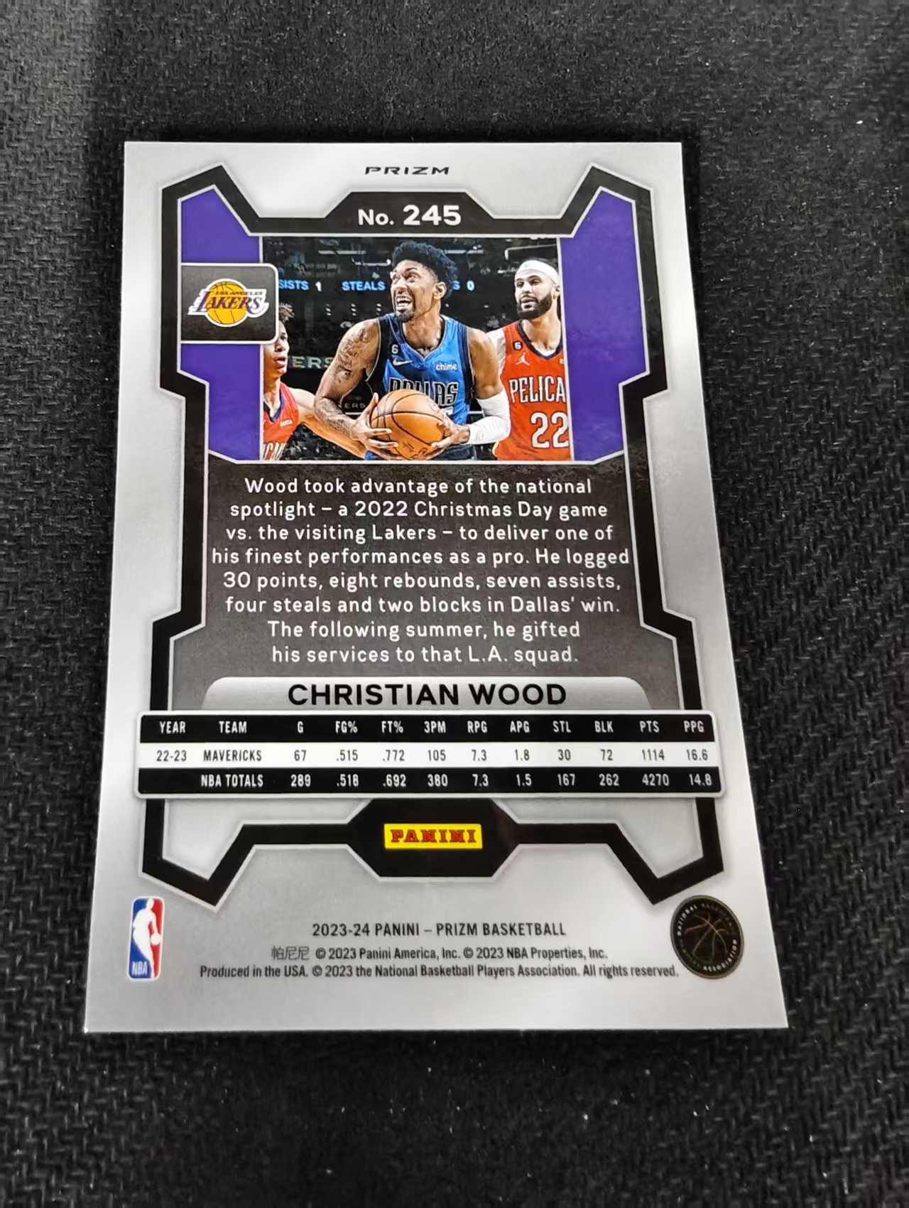 2023-24 Panini Prizm Christian Wood 克里斯蒂安 伍德 湖人 银折 PZ 划痕 边角瑕疵 #245