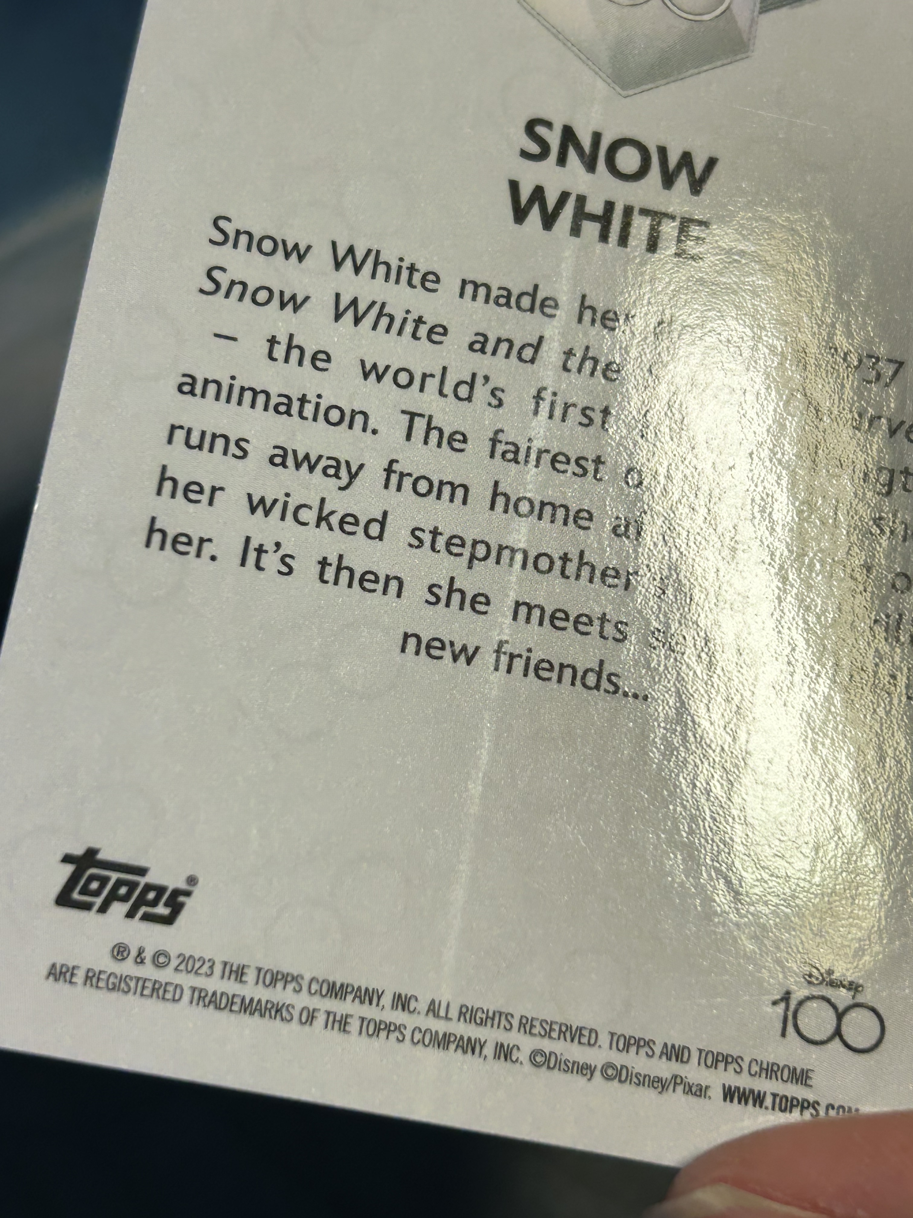 2023 TOPPS CHROME 迪士尼100周年 粉折 限量/399 SNOW WHITE 白雪公主 影视 (品见大图,小瑕)《苏州卡通》Z【SHA】