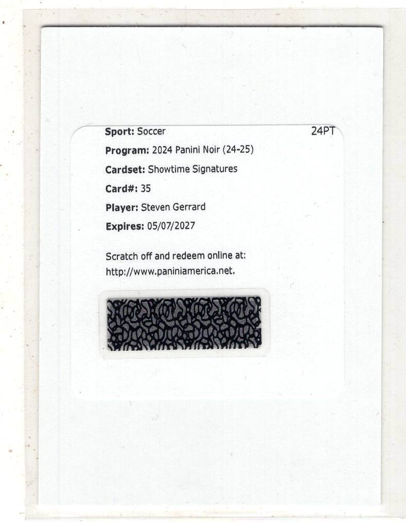 2024-25 Panini Noir Steven Gerrard 【来拆波卡】英格兰 利物浦 杰拉德 Showtime 走秀签 签字 卡签 99编 hlf