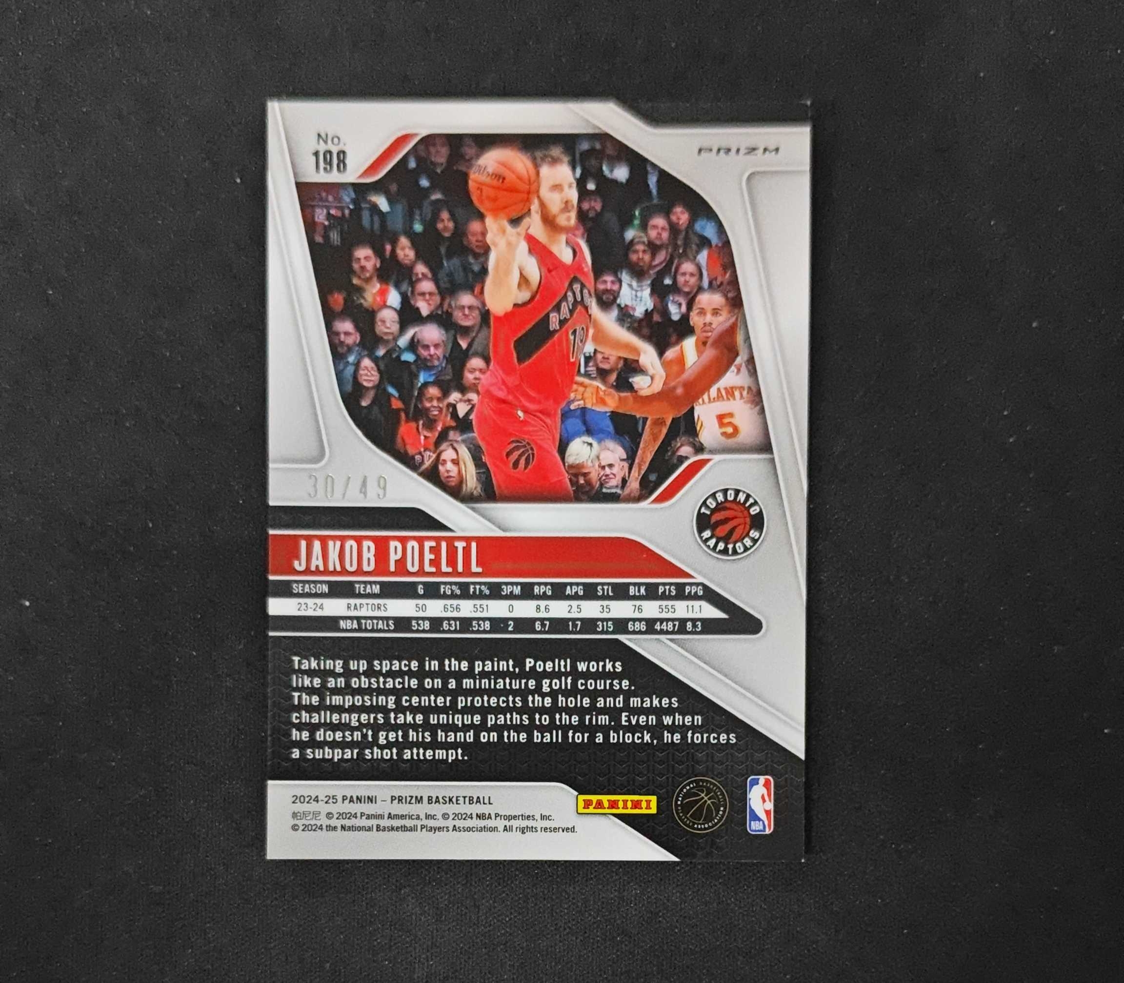2024-25 Panini Prizm Jakob Poeltl 【SC拍卖】Pz 猛龙 珀尔特尔 30/49编 橙折 收藏必备(ing哥)