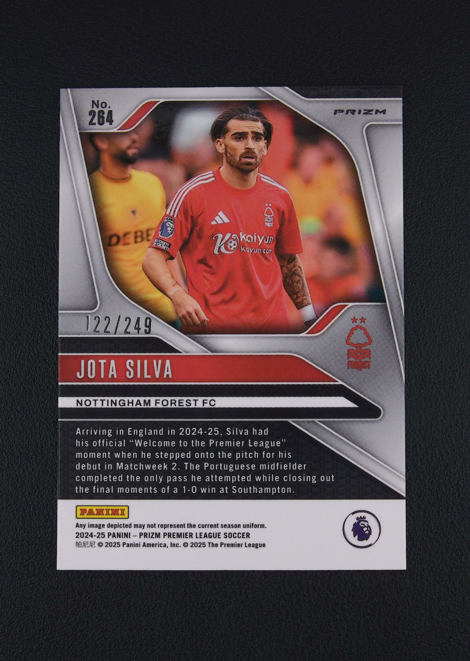 2024-25 Panini Prizm Premier League Jota Silva RC 多米拍卖 (Owen.C) 若塔 席尔瓦 诺丁汉森林 红折 122/249编 卡品如图