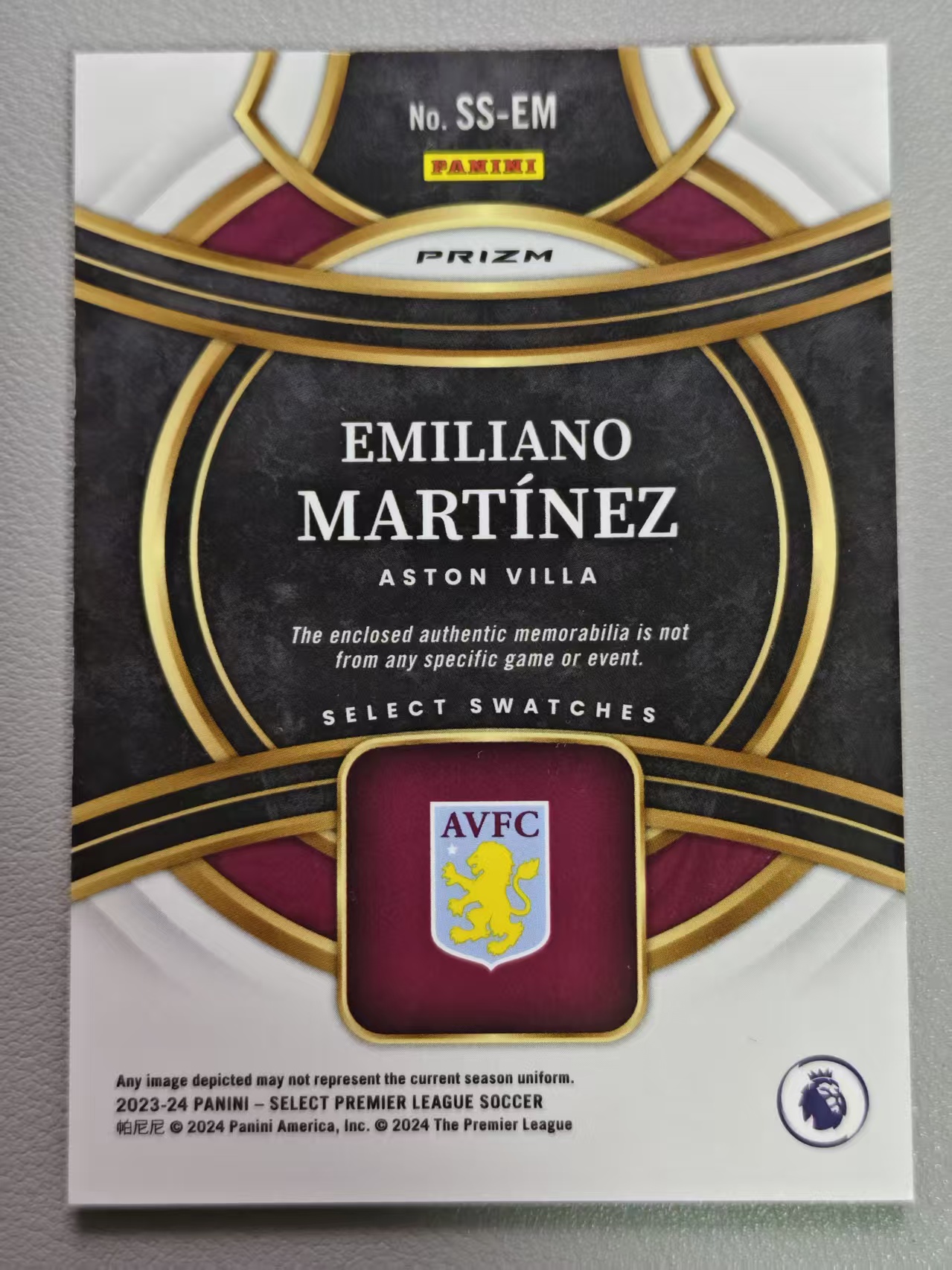【阿泽代卖】2023-24 Panini Select Emiliano Martinez 英超 阿根廷 埃米利亚诺 马丁内斯 大马丁 银折 小窗物料 球衣切割 选图巨帅 卡品如图 介意勿拍-MAN