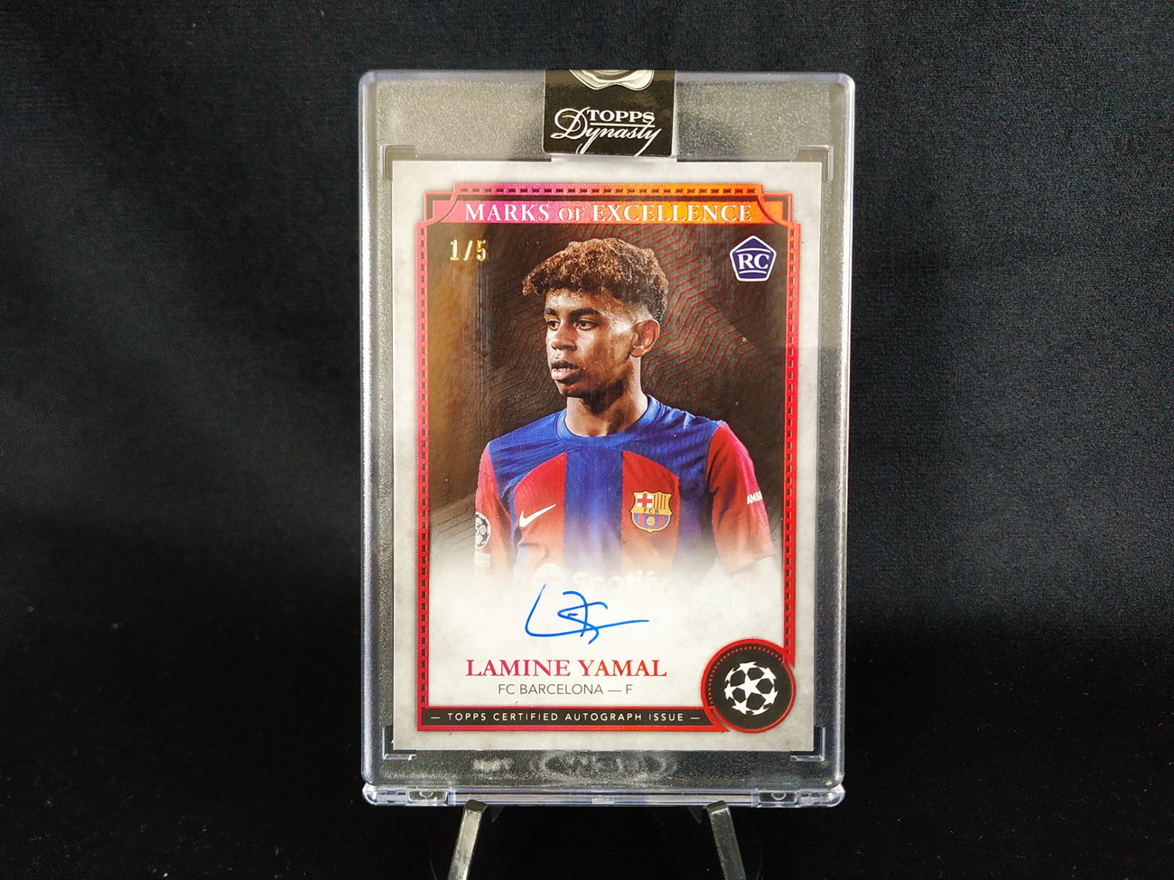 12-19 liyan 500 【钢蛋儿拍卖】 Topps 24-25 王朝 Dynasty UCC 巴萨 RC 新秀 Marks of Excellence 卓越标志 卡签 签字 1/5编 首编 拉明 亚马尔 Lamine Yamal 微瑕如图