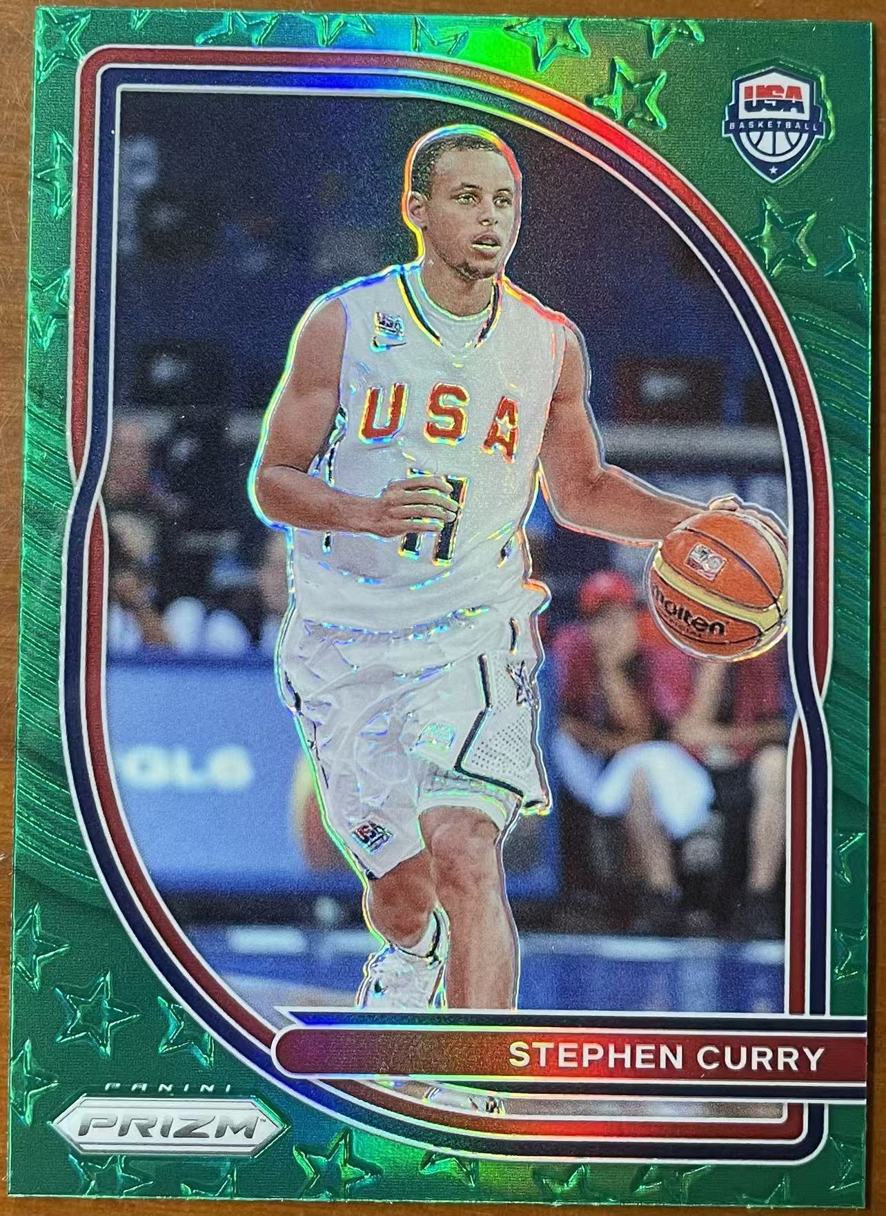 2020-21 Panini Prizm Stephen Curry 勇士 美国队 斯蒂芬 库里 绿折 卡品如图(苹果)