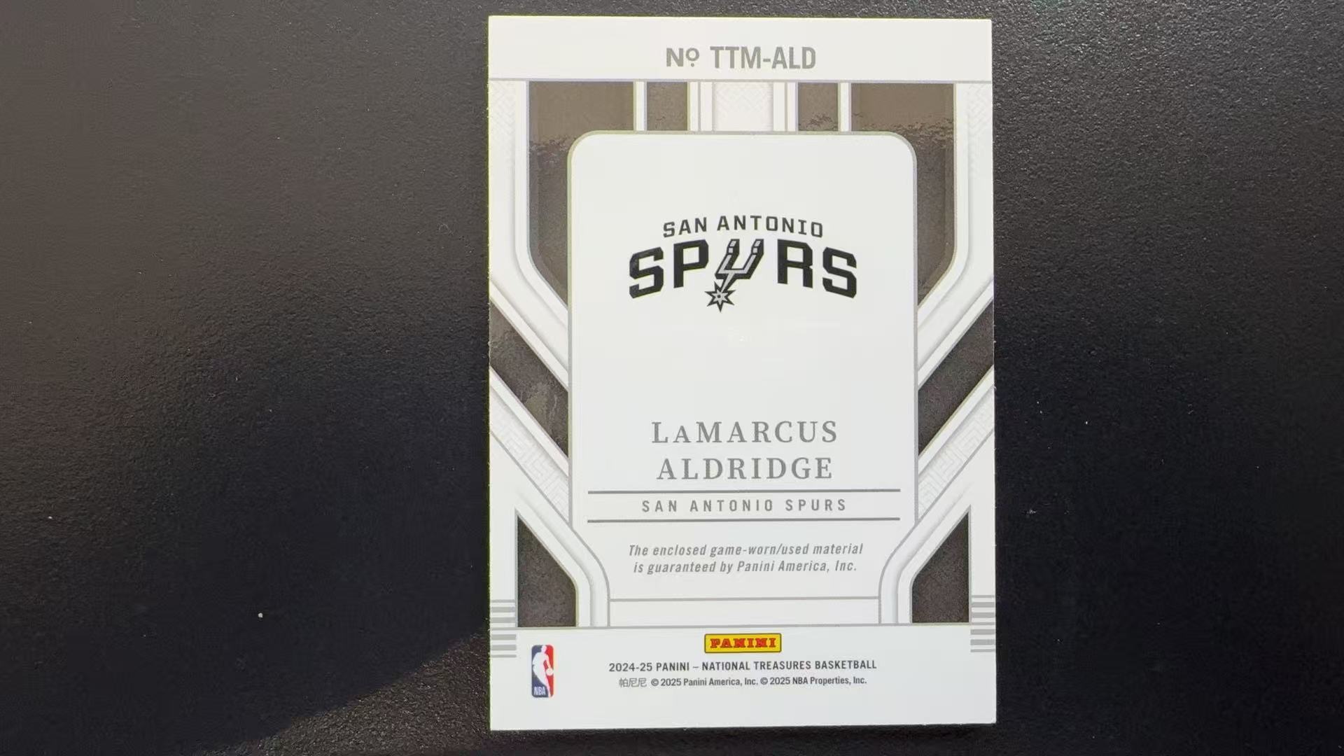【Pw代卖】2024-25 Panini 国宝 Lamarcus Aldridge 拉马库斯 阿尔德里奇 开拓者 马刺 名宿 小窗亲穿物料切割 三色物料 25编 专收必备 卡品如图 萝卜哥