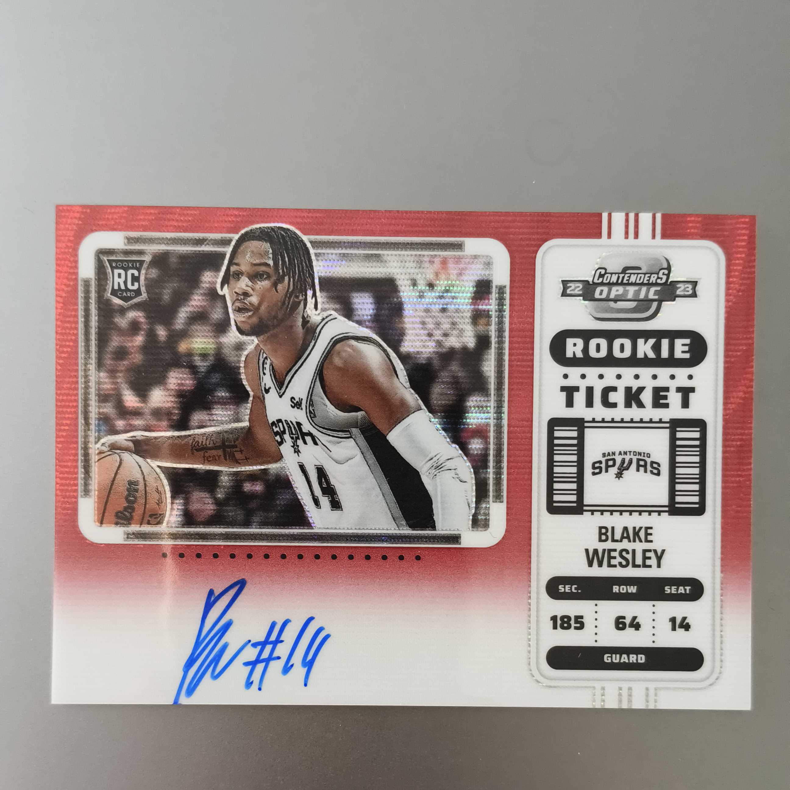 2022-23 Panini Contenders Optic Blake Wesley 马刺 开拓者 韦斯利 球票op 卡签 签字 红波纹 折射 杨瀚森队友 小威少 投资必备未来可期