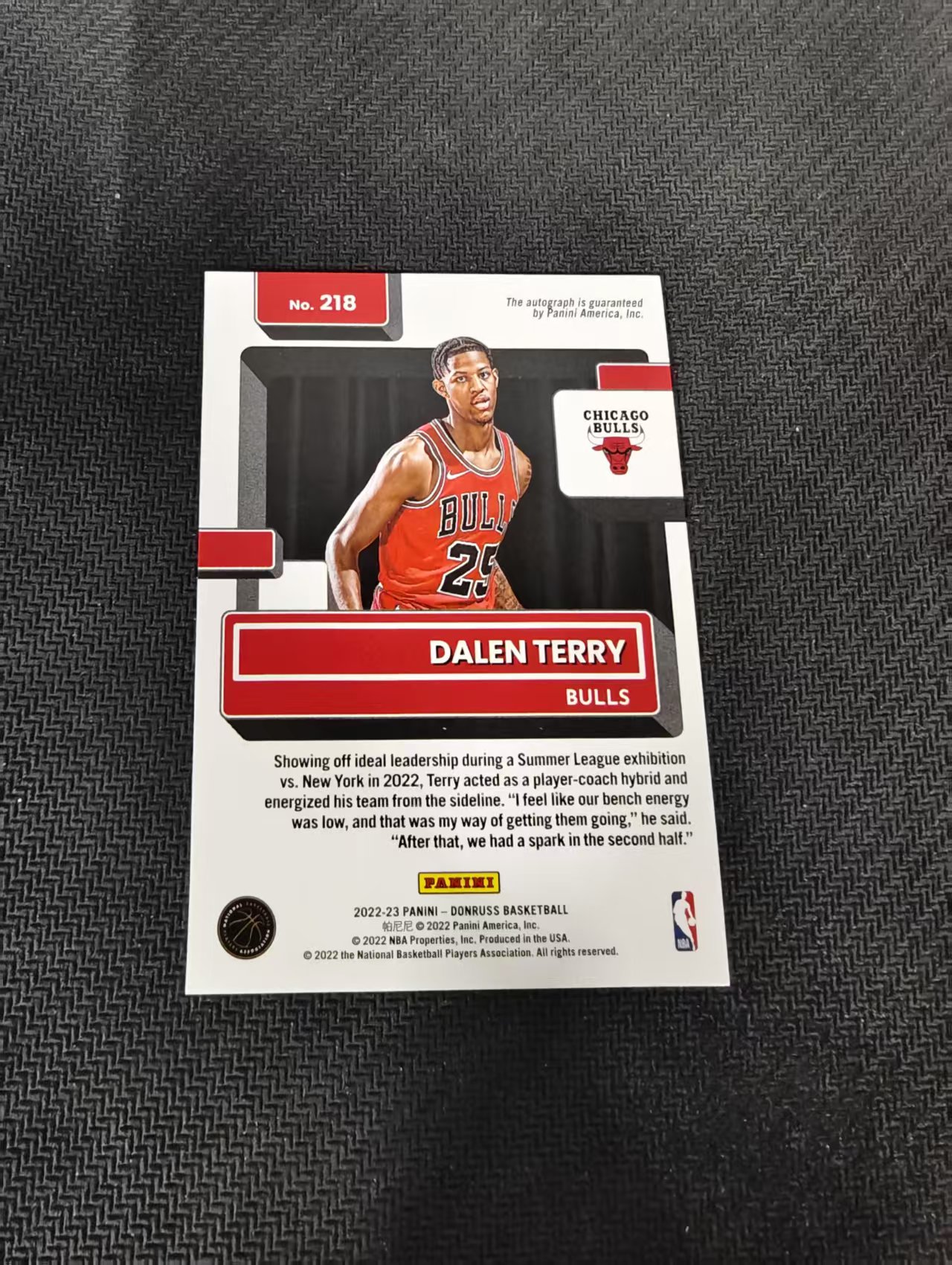 【汽水拍卖】2022-23 Panini Donruss Dalen Terry RC 公牛 达伦 特里 杜蕾斯 新秀 蓝迷宫折 签字 签名 49编 微瑕如图