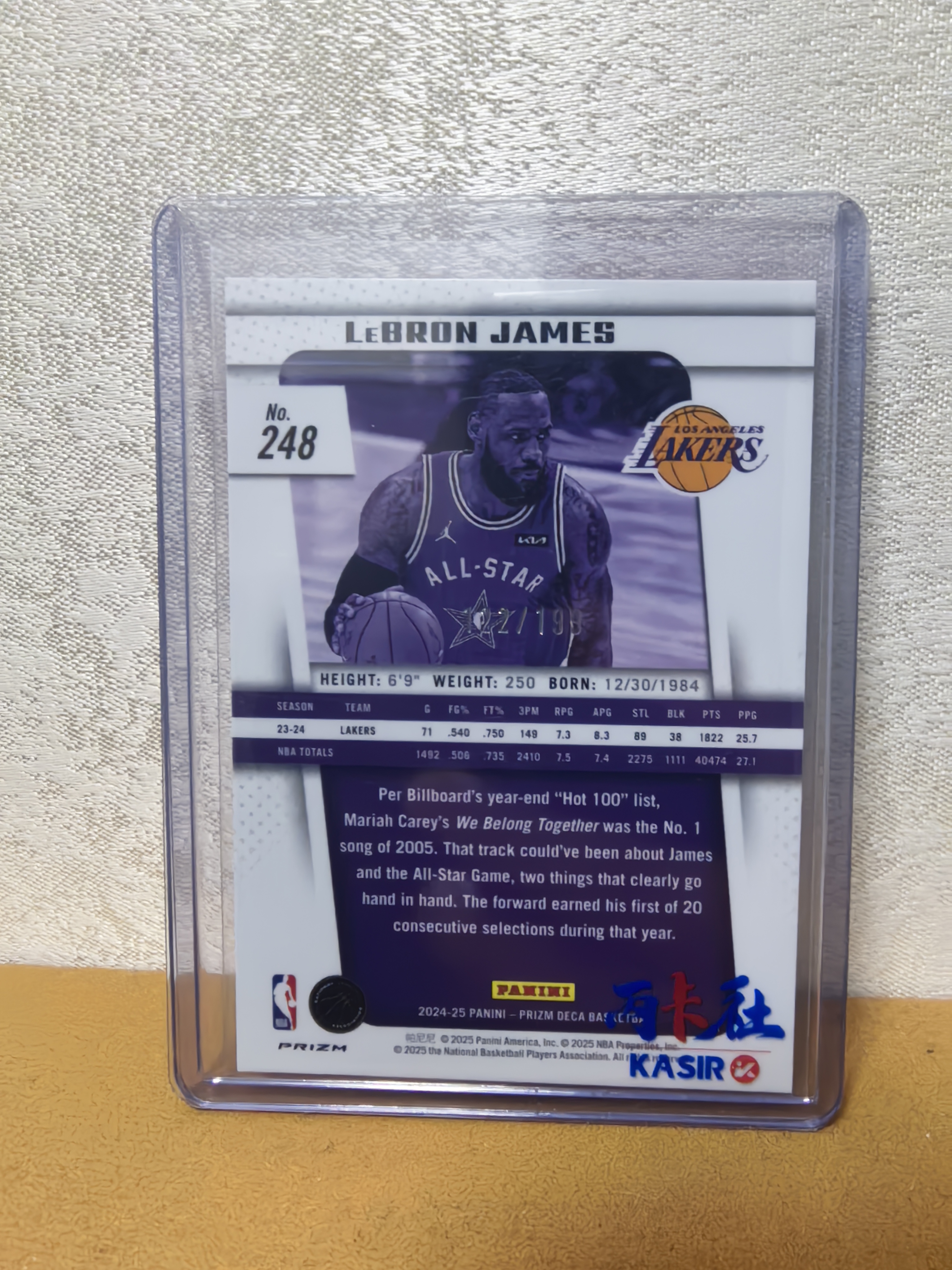 2024-25 Panini Prizm LeBron James 湖人 勒布朗 詹姆斯 小皇帝color match 全明星 ALL Star Base 199编 卡品如图 收藏必备!