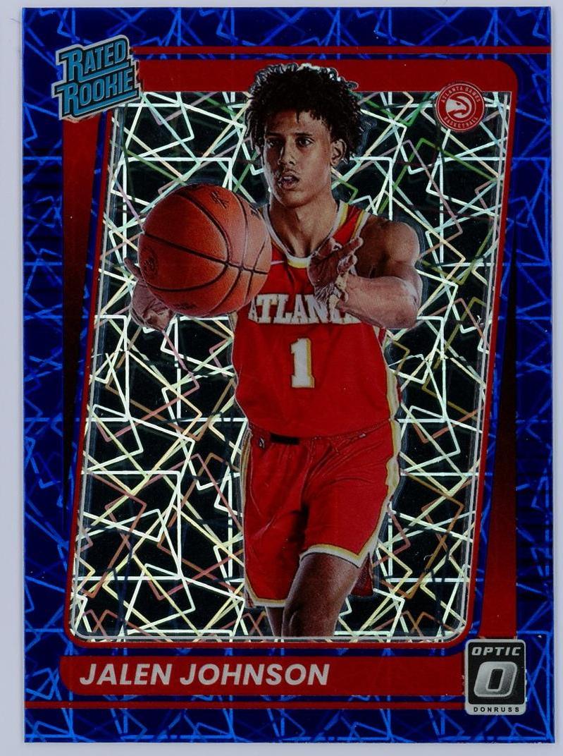 2021-22 Panini Optic Jalen Johnson RC 杰伦约翰逊 新秀 蓝镭射折 折射 老鹰 卡品如图 0KM4/11.9