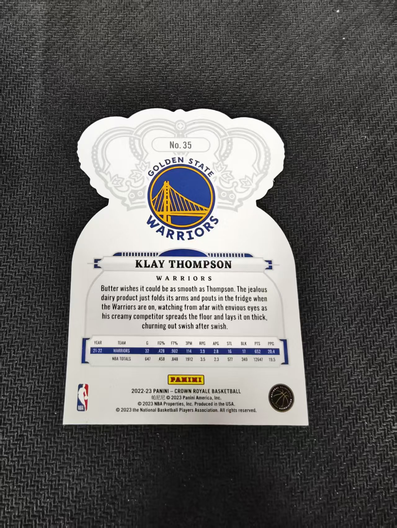 【汽水拍卖】2022-23 Panini Crown Royale 皇冠 勇士 Klay Thompson 克莱汤普森 红碎冰 49编 轻印