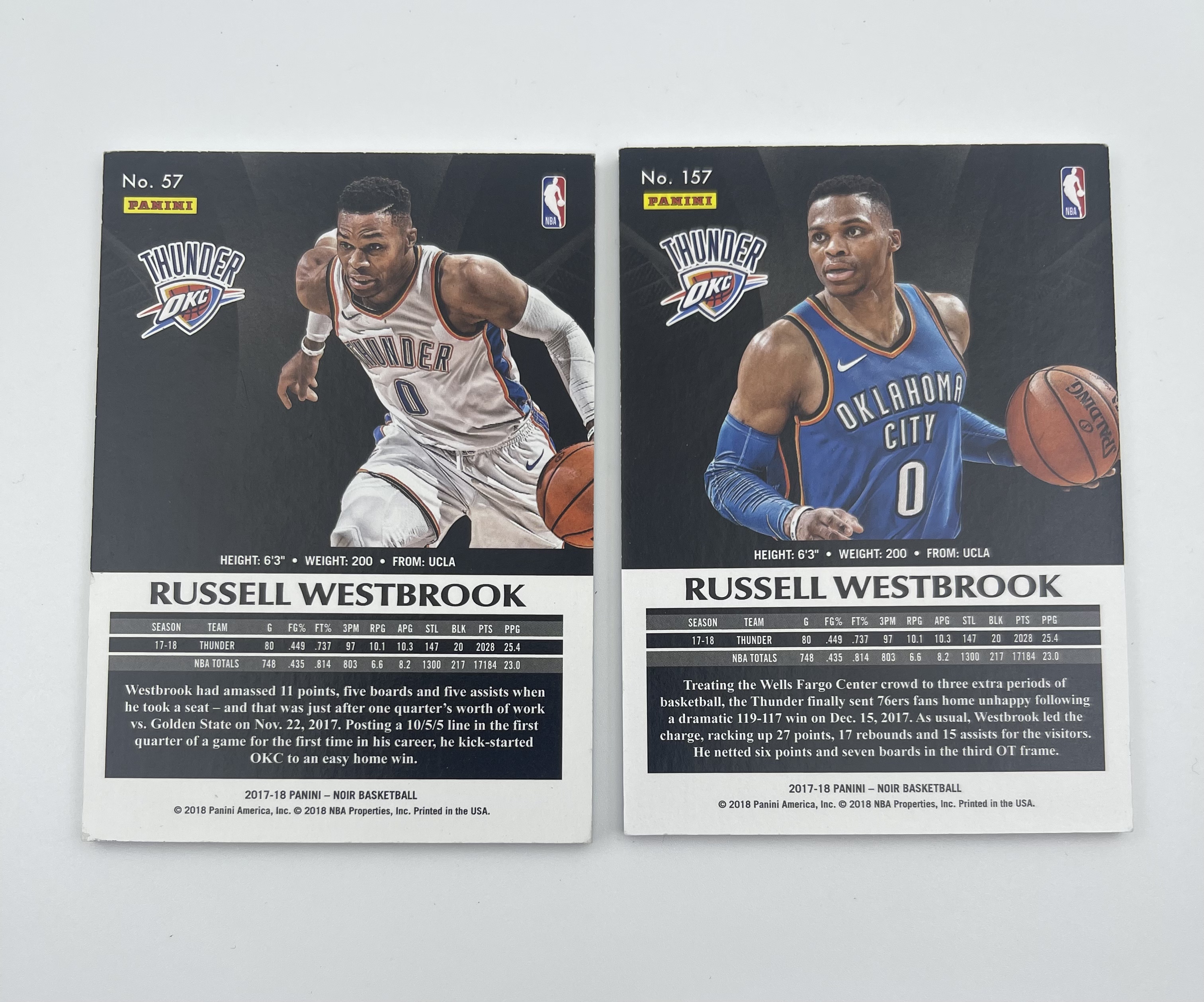 2017-18 Panini Noir Russell Westbrook 雷霆队徽 威斯布鲁克 威少 /25编 低编 镭射效果超级炸裂 元年队标 卡品如图 专收必备