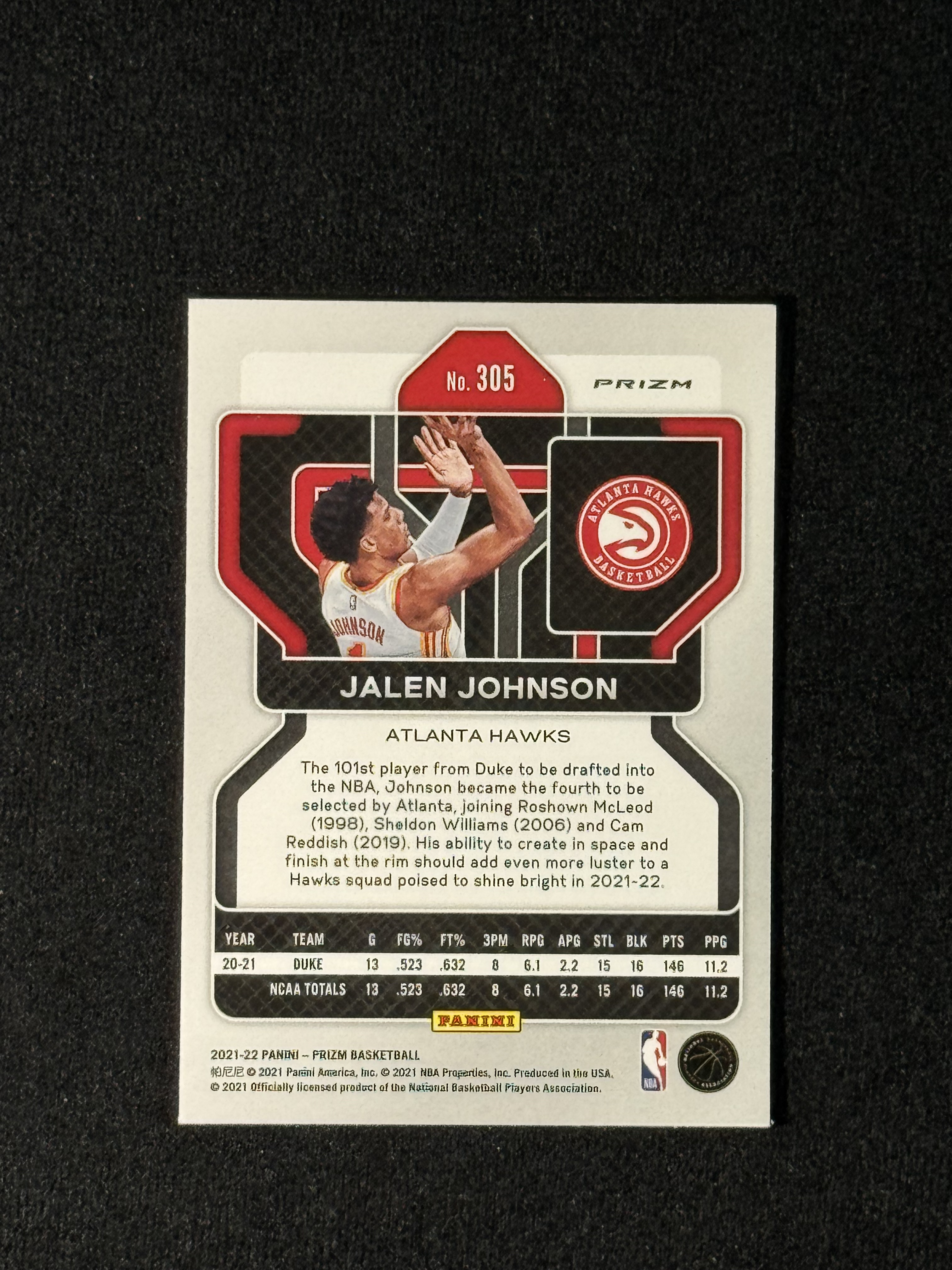 2021-22 Panini Prizm Jalen Johnson RC 【扎克代卖】PZ 老鹰 新秀 杰伦 约翰逊 三色折 瑕疵如图 投资必备