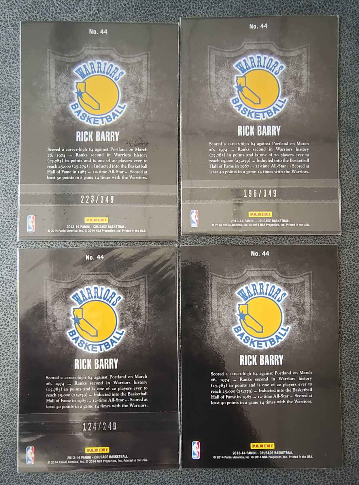 2013-14 十字军 crusade 里克 巴里 Rick Barry 金州勇士队 golden state warriors 四张打包 三张带编 两张349编红折 一张249编青折