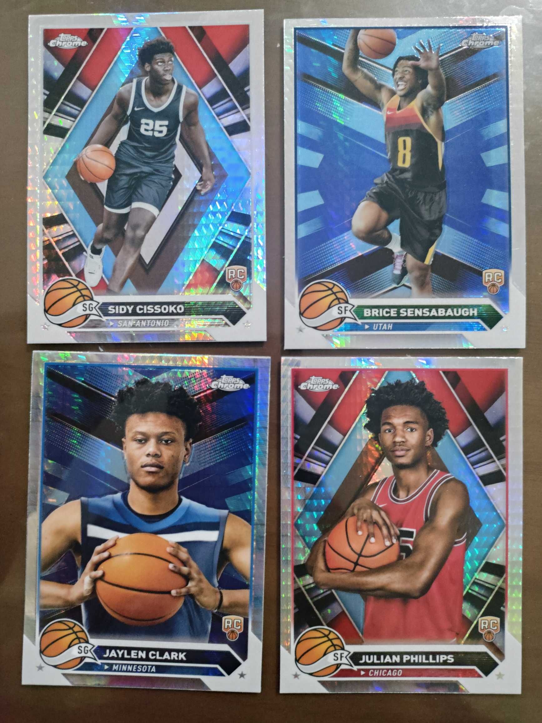 2024 Topps Chrome Sidy Cissoko RC 【小柠檬拍卖】NBA  克拉克 菲利普斯 西索科 森萨博等 4张打包 银hyper折 完美折射 实卡如图 收藏凑套必备 不保卡品