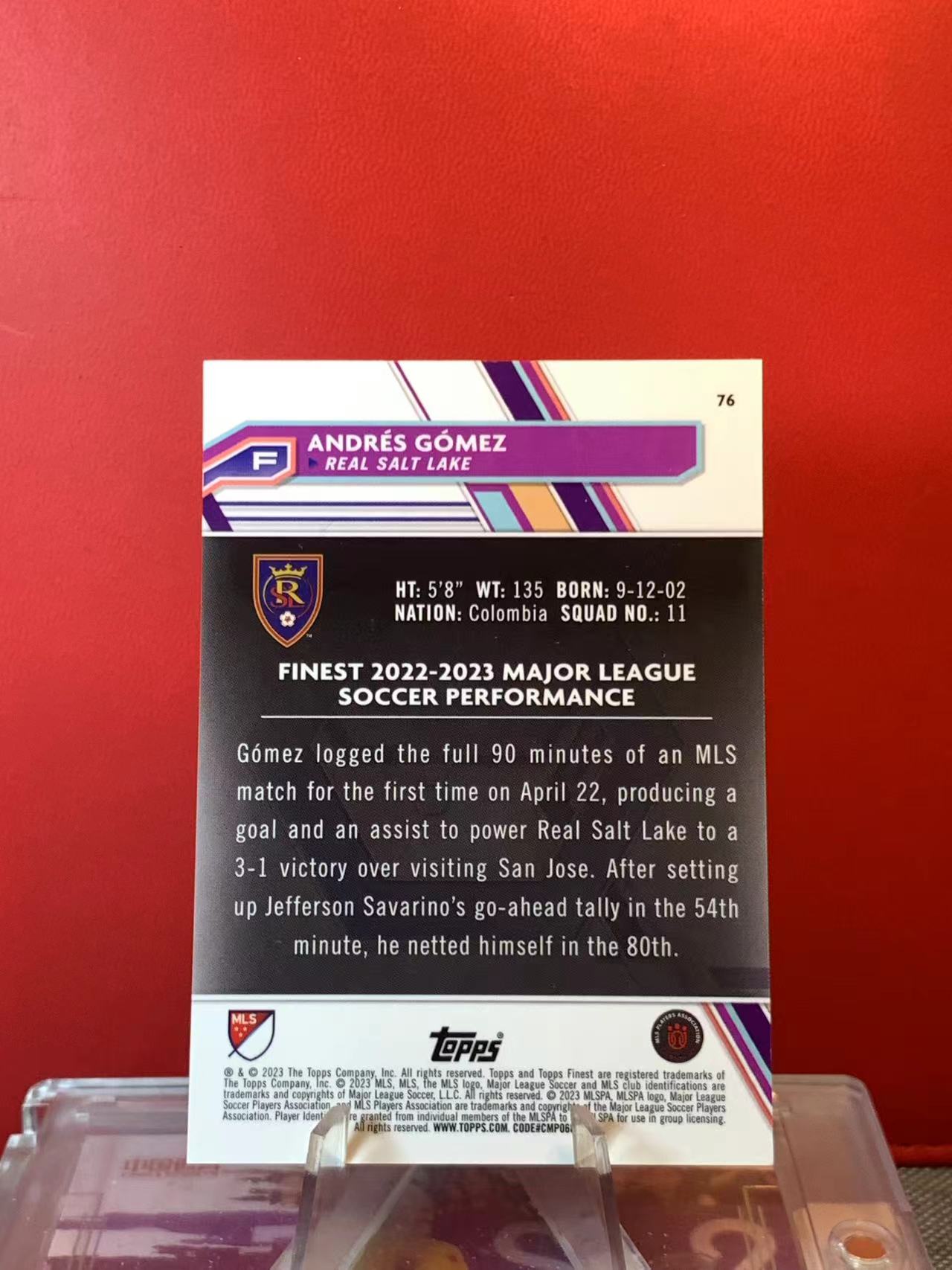 (詹叔代拍)Topps Chrome 美职联 TC 安德烈斯 戈麦斯 皇家盐湖城 15/75编 ANDRES GOMEZ 顺丰寄付 泰山