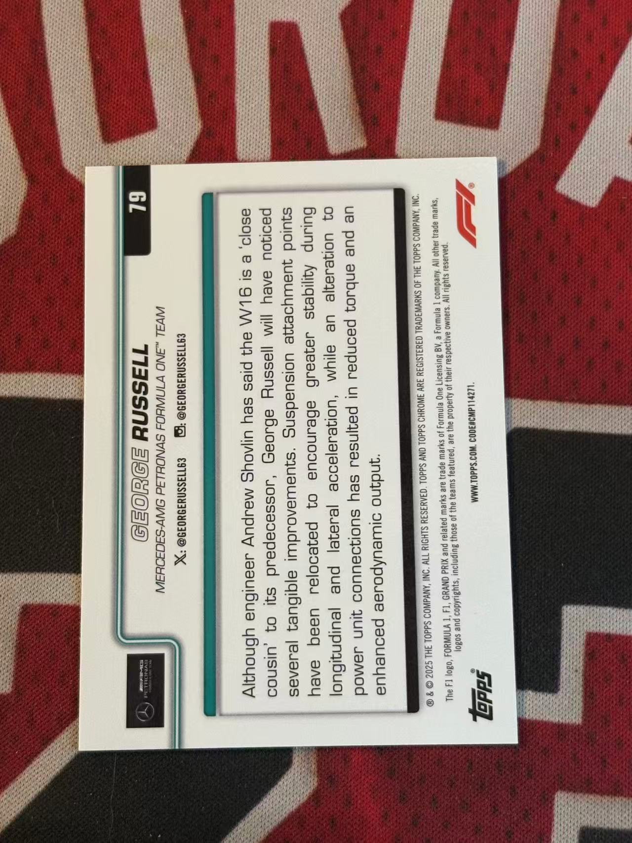 2025 TOPPS CHROME F1 GEORGE RUSSELL 奔驰AMG车队 赛车皇帝 乔治拉塞尔 250编 赛车定妆照BASE 正粉折 折射【烂臭嘴拍卖】