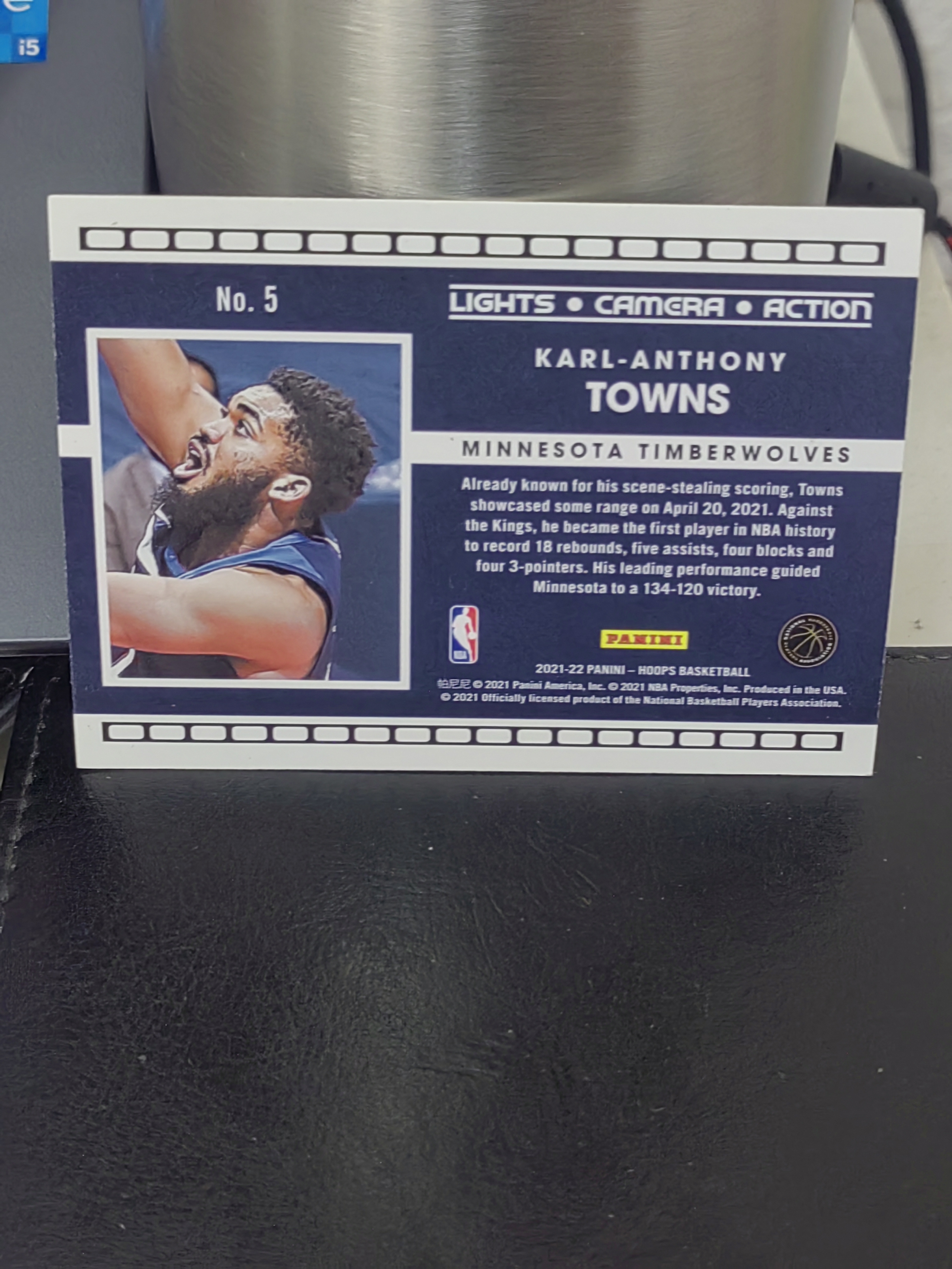 2021-22 Panini NBA Hoops Karl-Anthony Towns Hoops 卡尔安东尼唐斯 森林狼 横版 特卡 银标 第三张 篮 白边白角 不保卡品 卡品如图