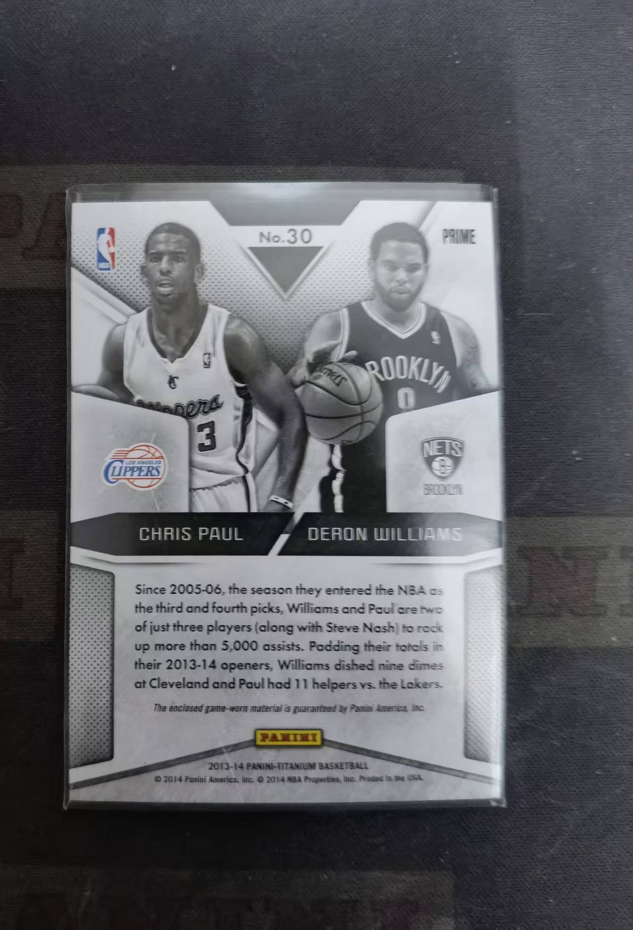 【DLDL拍卖】2013-14 PANINI-TITANIUM BASKETBALL 克里斯・保罗/德隆・威廉姆斯 限编15/25 实物卡【卡边角表面见图】