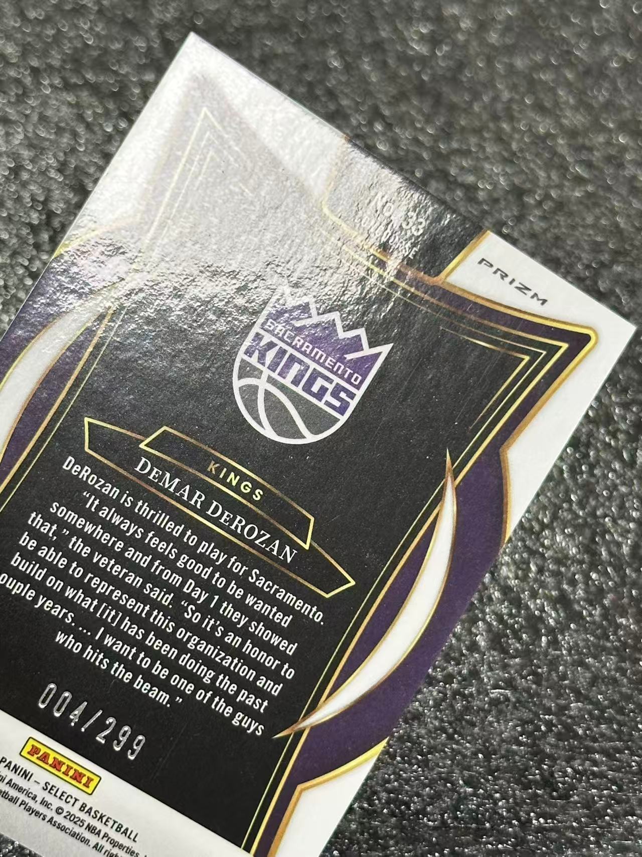 Basketball 2024-25 Select 德玛尔 德罗赞 Demar DeRozan 299编 NBA 美职篮 卡品如图 瑕疵如图 非常好看 值得收藏 B1G610