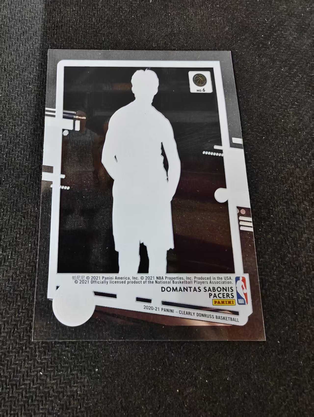 2020-21 Panini Clearly Donruss domantas sabonis 杜蕾斯 步行者 多曼塔斯 萨博尼斯 杜蕾斯 胶片 划痕 边角瑕疵 #6