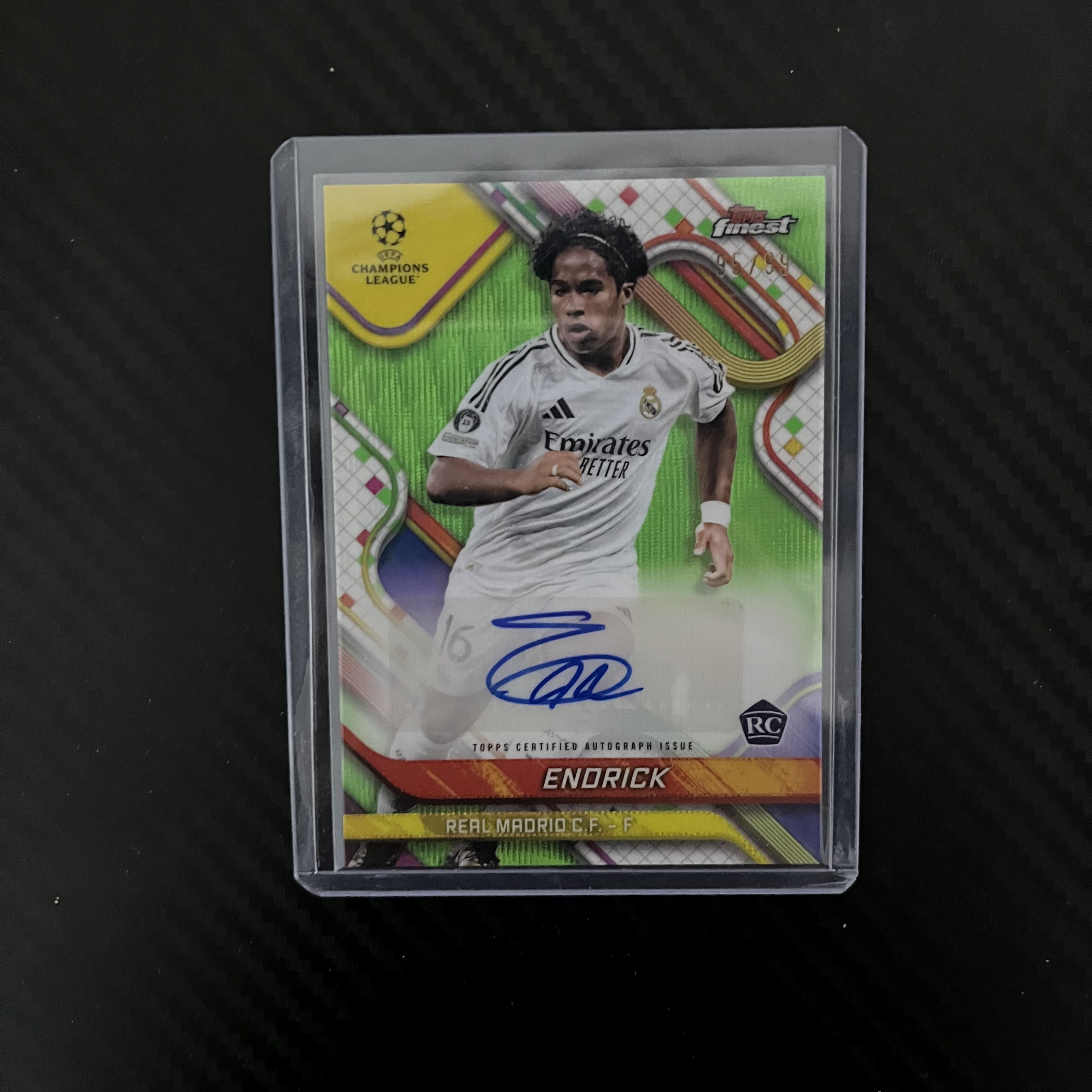 2024-25 Topps Finest endrick 皇马 fienst 恩德里克 rc 新秀 95/99编 绿折 签字 不退不换 不累计 卡品如图 丁满代拍 维尔茨
