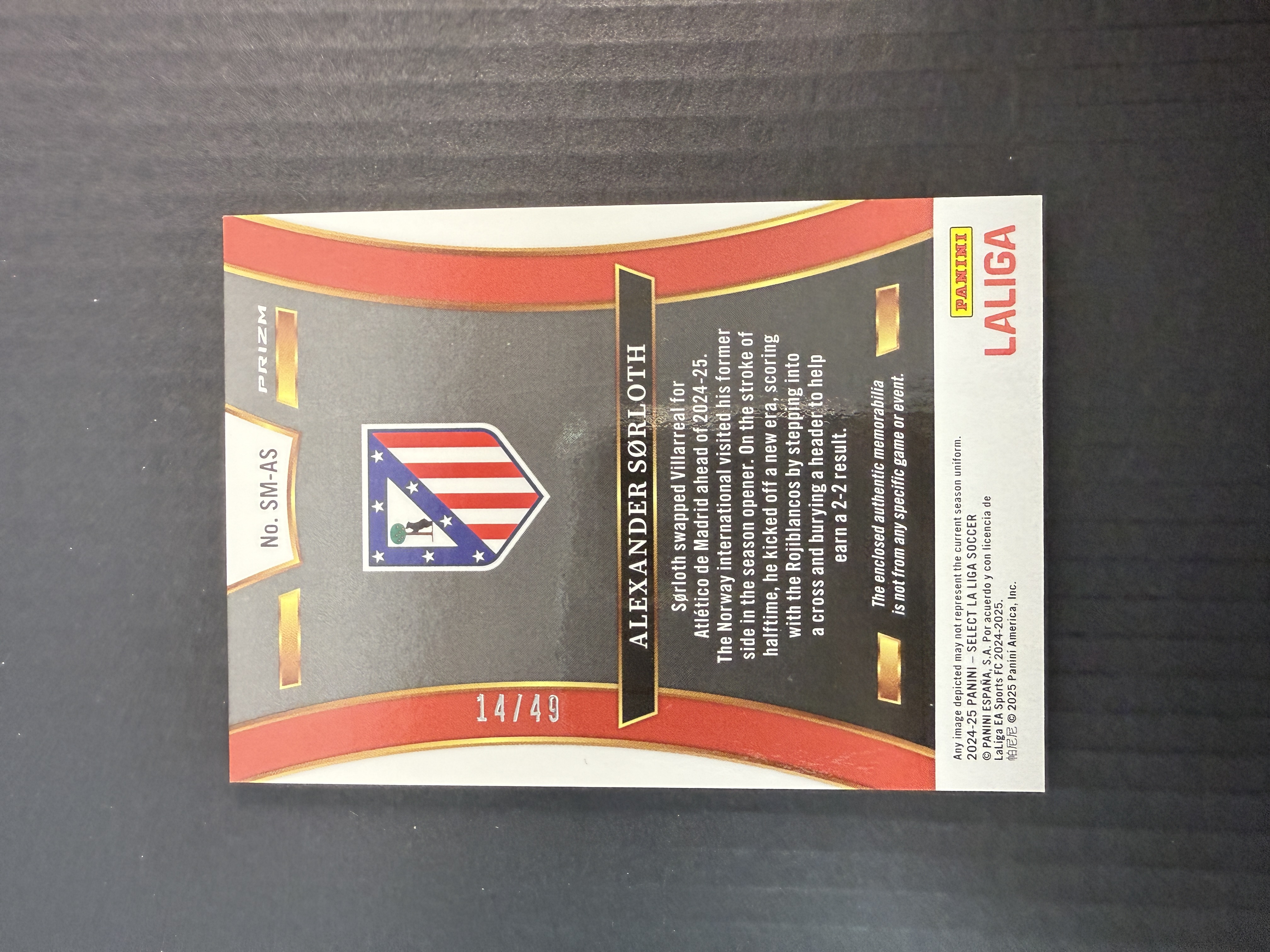 【GOAT山羊拍卖】航 2024-25赛季 select FIFA系列 索罗斯 紫折球衣卡 /49 马德里竞技 品相如图