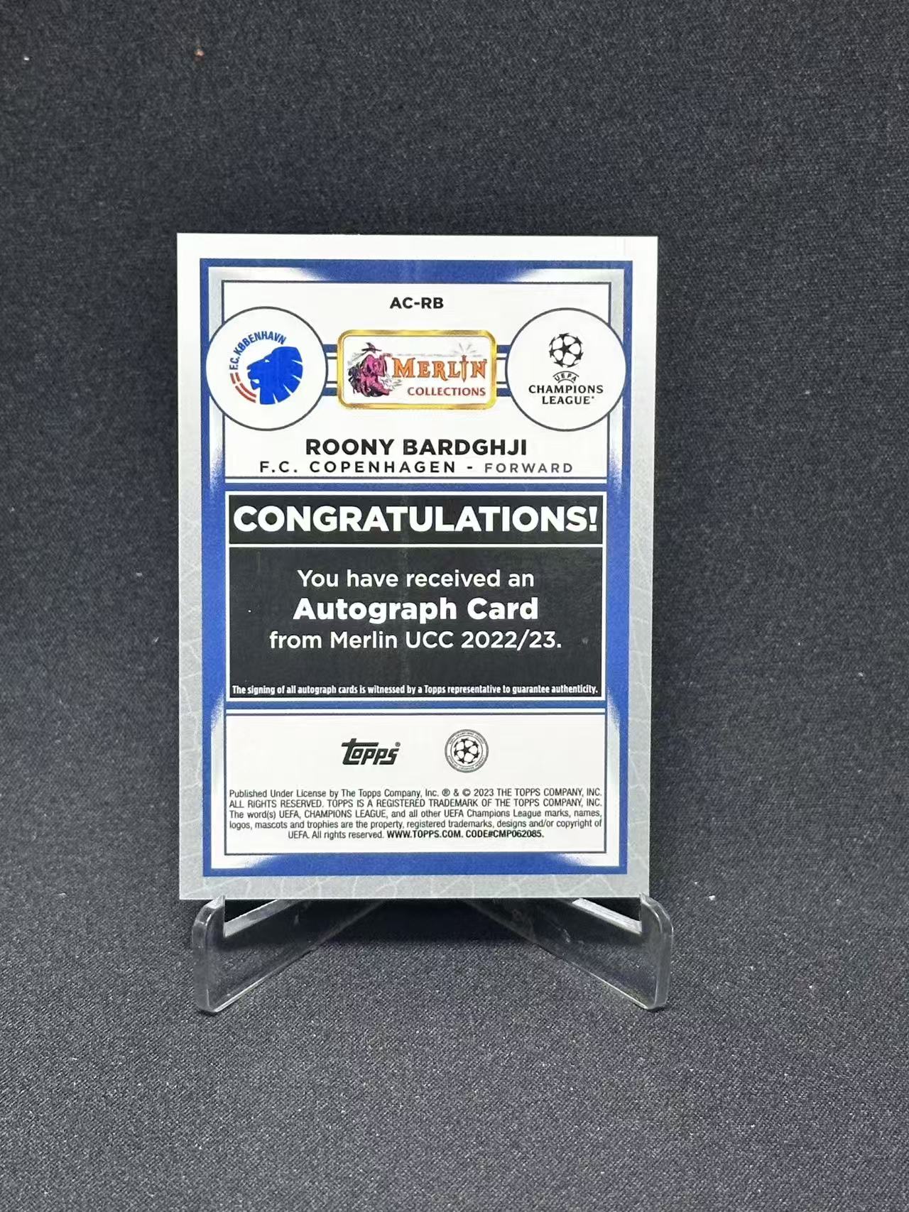 2023 Topps UEFA Champions League Roony Bardghji RC 【哆哆卡社】鲁尼·巴德吉 签字 merlin系列 新秀 银折 卡品如图