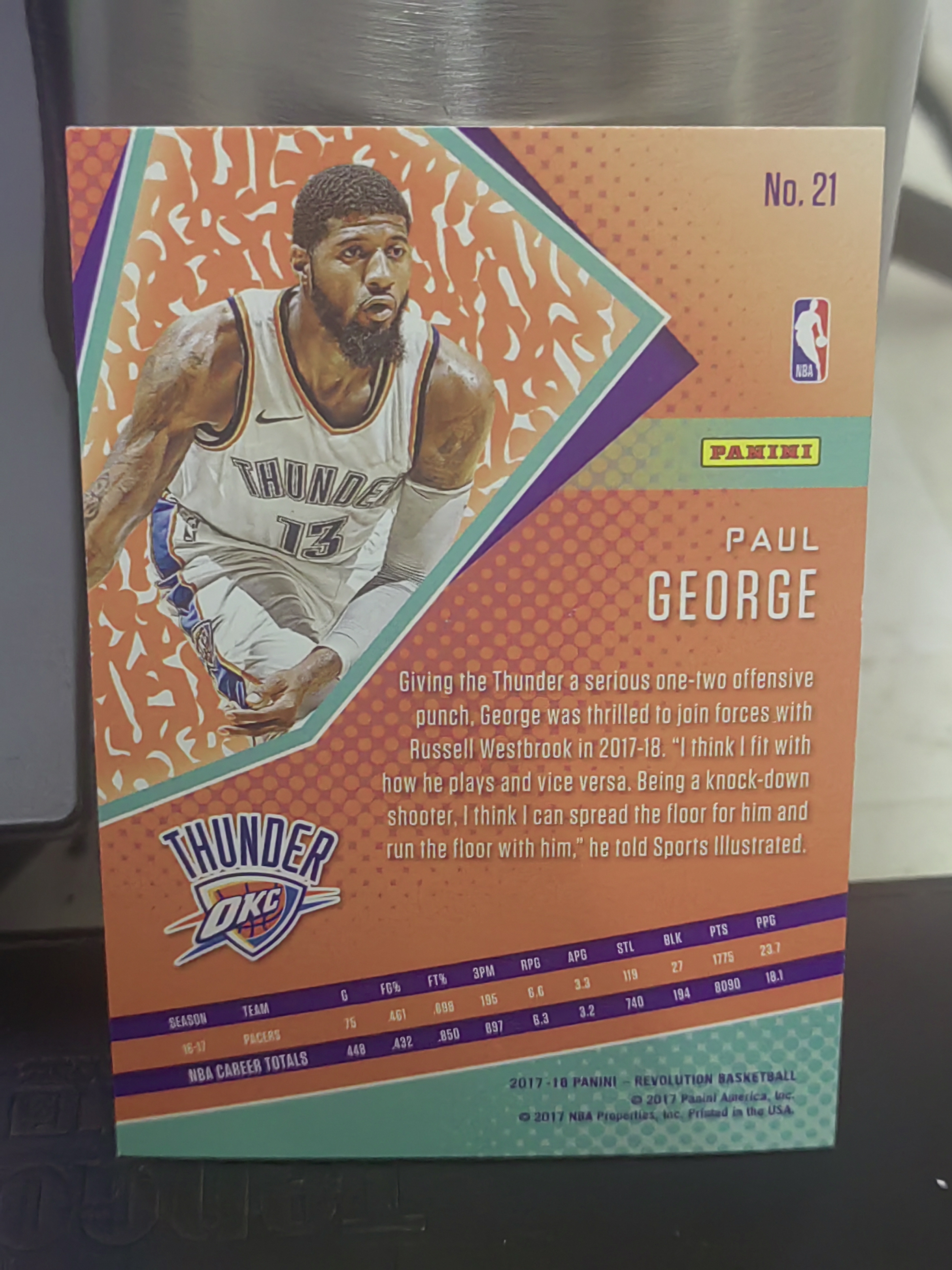 2017 Panini Revolution Paul George 革命 保罗 乔治 雷霆 篮 白边白角 不保卡品 卡品如图