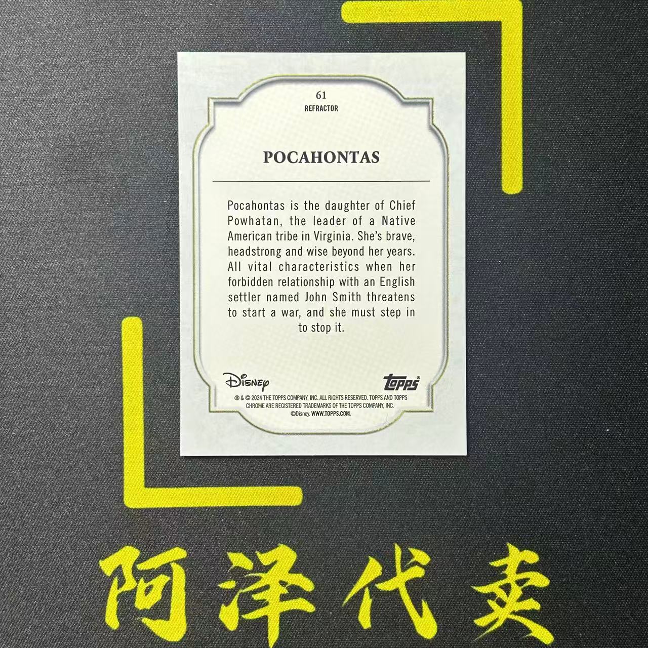 2024 Topps Chrome Disney 迪士尼 Pocahontas 宝嘉康蒂 风中奇缘 银折 元年次年 选图巨帅 细节如图-冰块