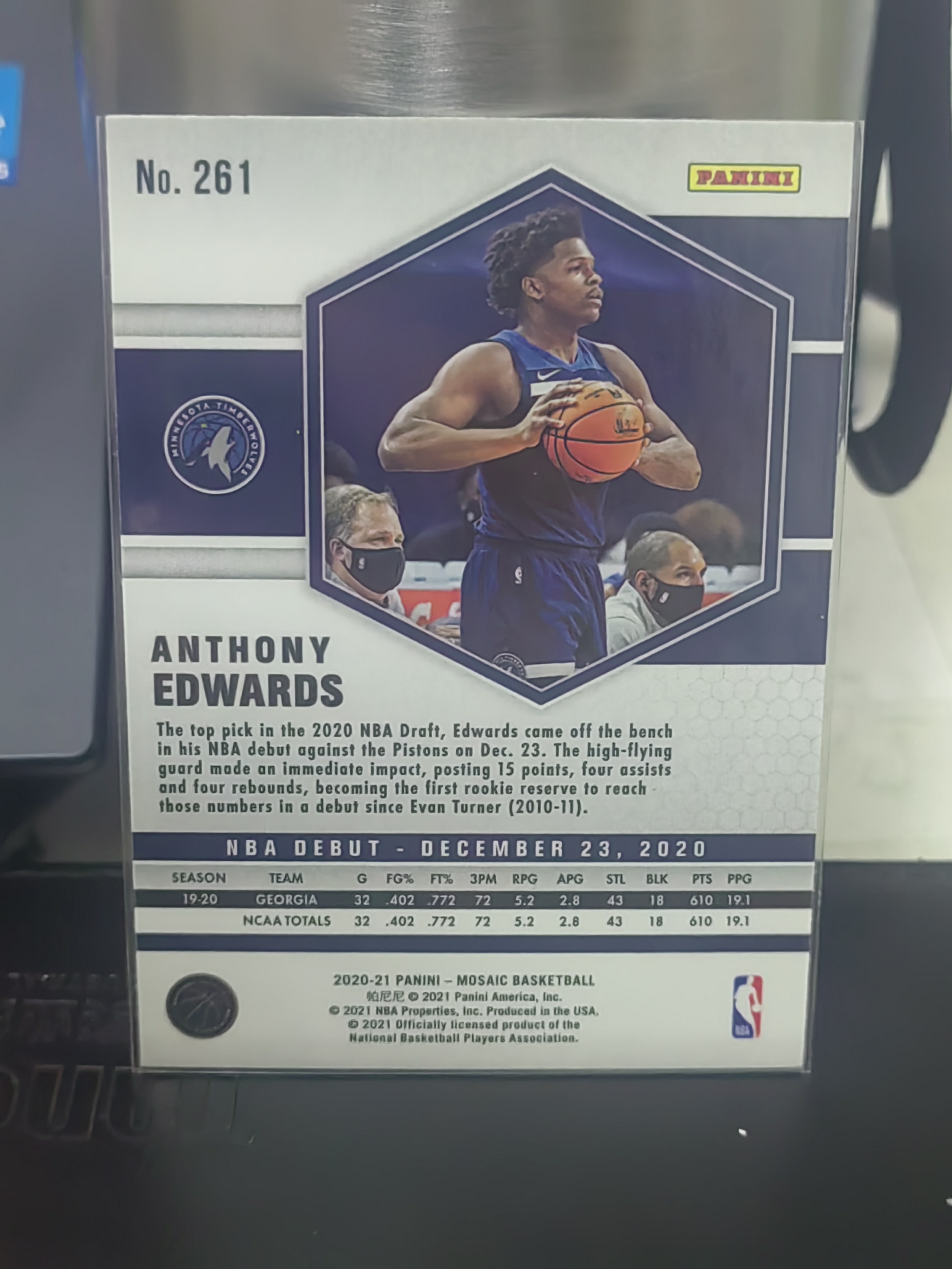 2020-21 Panini Mosaic Anthony Edwards RC 马赛克 新秀 安东尼 爱德华兹 华子 森林狼 篮 白边白角 不保卡品 卡品如图