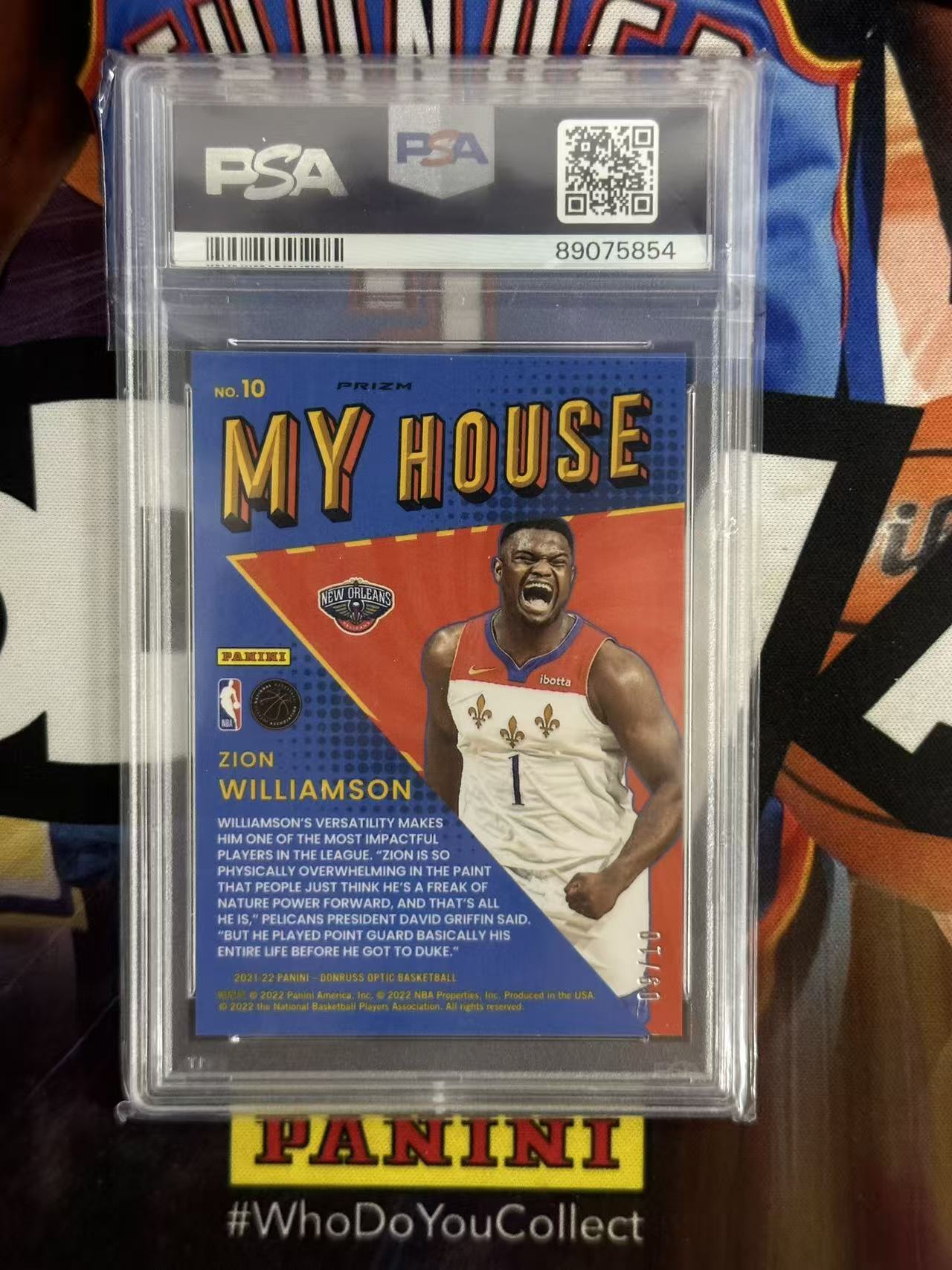 2021-22 Panini Donruss Zion Williamson 【小猪包代卖】锡安 my house 09/10编 反同背 金折 PSA9分 optic 特卡 llt