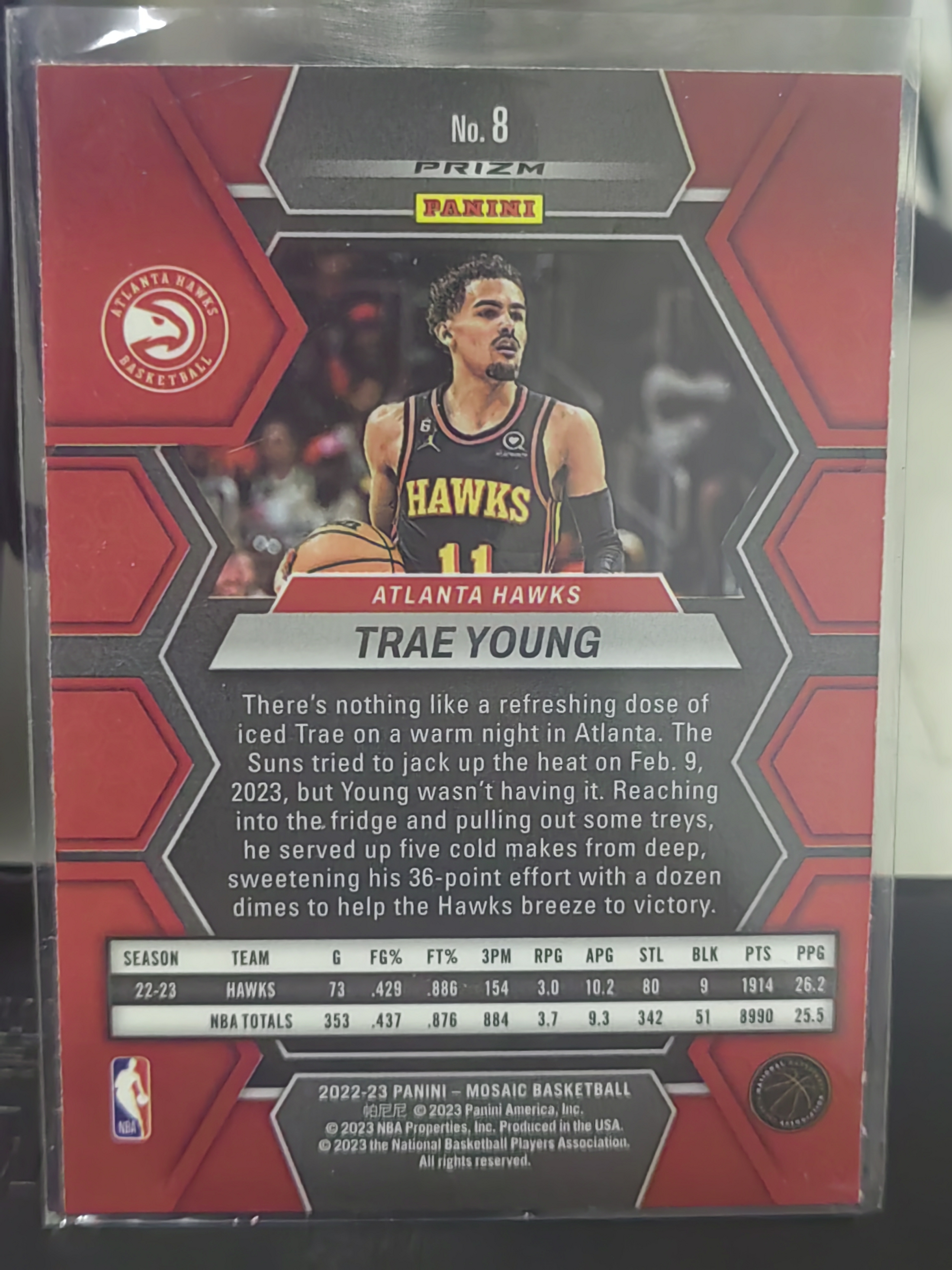 2022-23 Panini Mosaic Trae Young 马赛克 红折 红格子折 特雷 杨 篮 白边白角 不保卡品 卡品如图