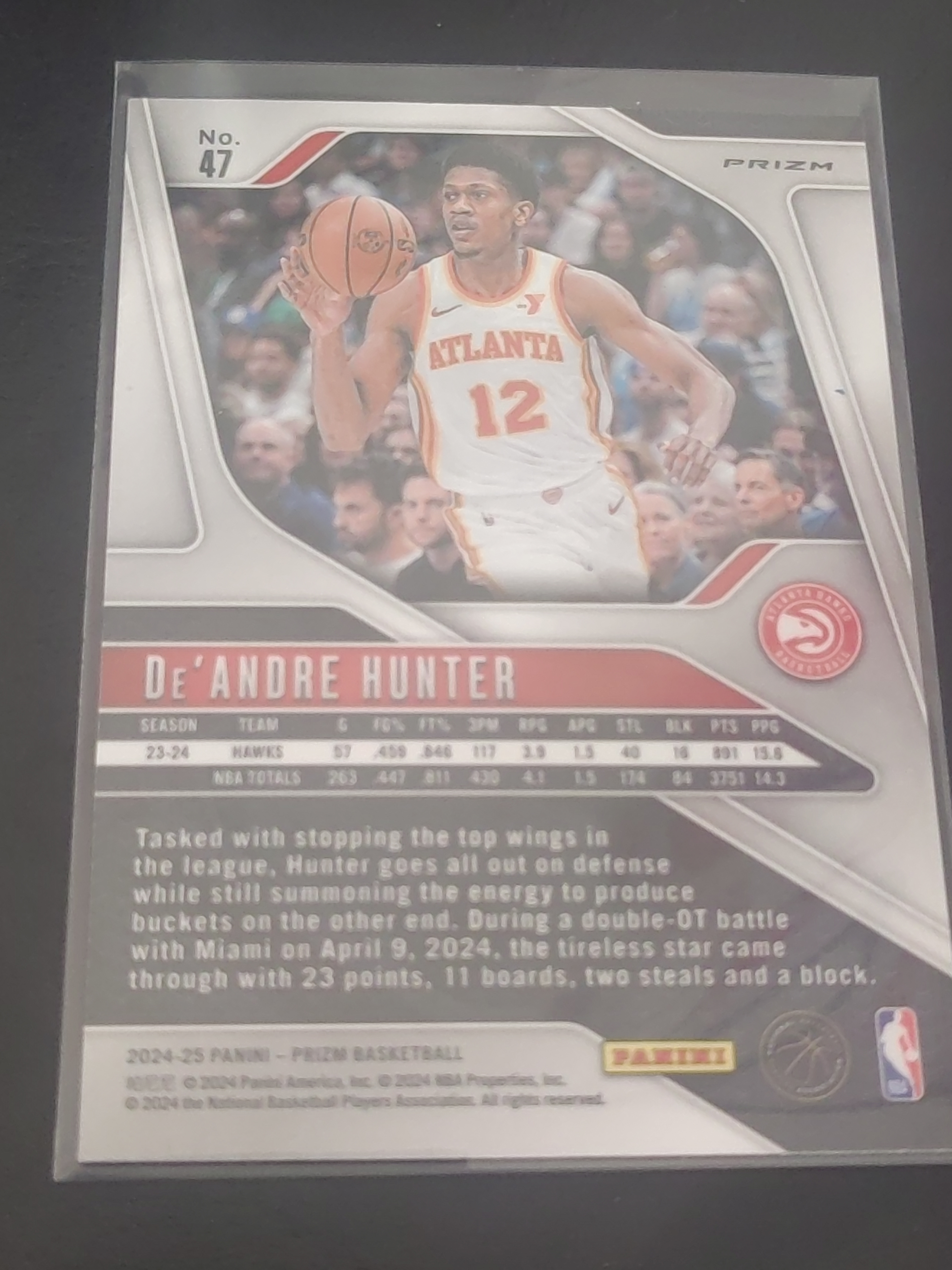 2024-25 Panini Prizm De'Andre Hunter PZ 粉碎冰 德安德烈·亨特 老鹰 篮 白边白角 不保卡品 卡品如图