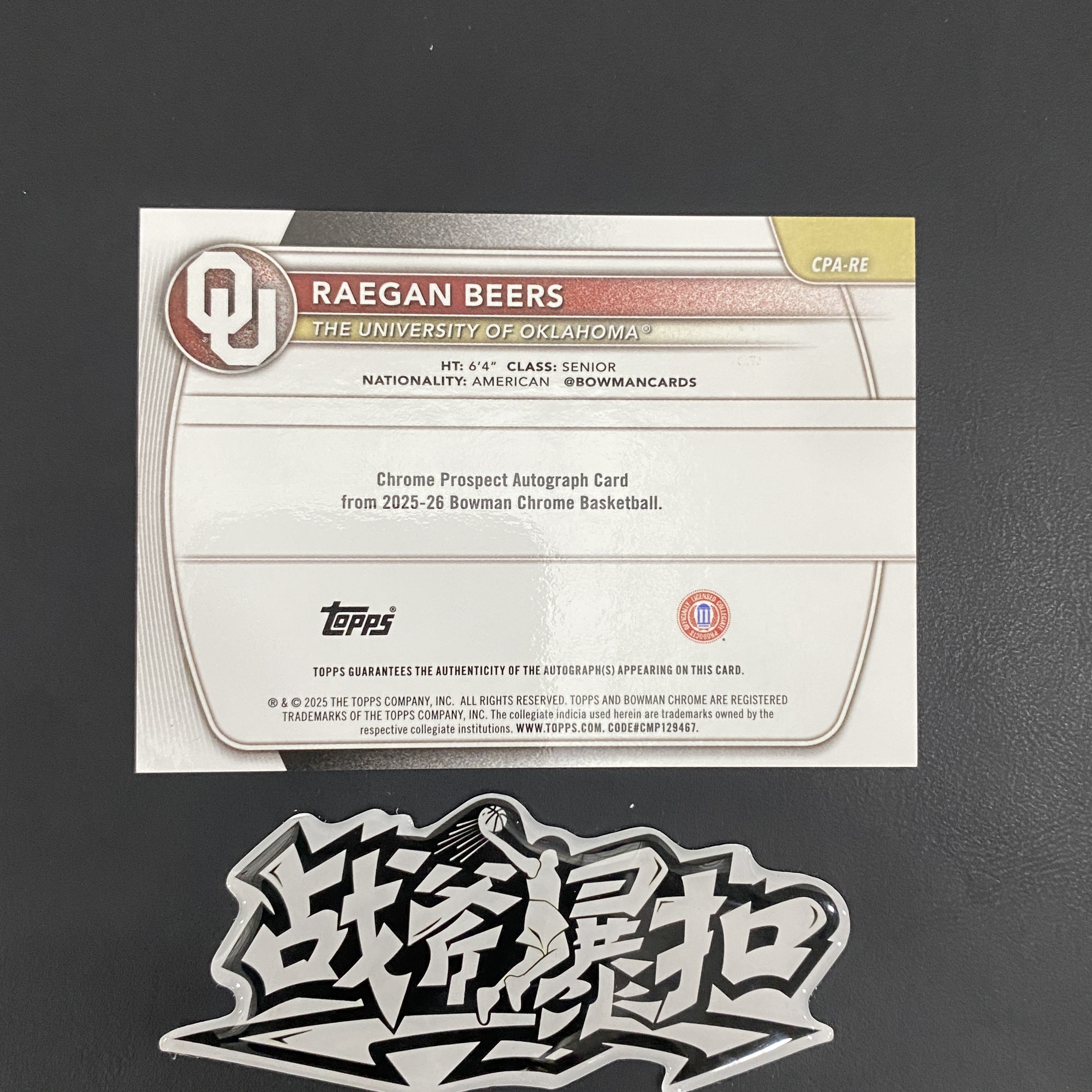 【战斧暴扣】2025 Topps Chrome Bowman 大学 Raegan Beers 1st 首秀 里根 比尔斯 签字卡签 /150编 ...