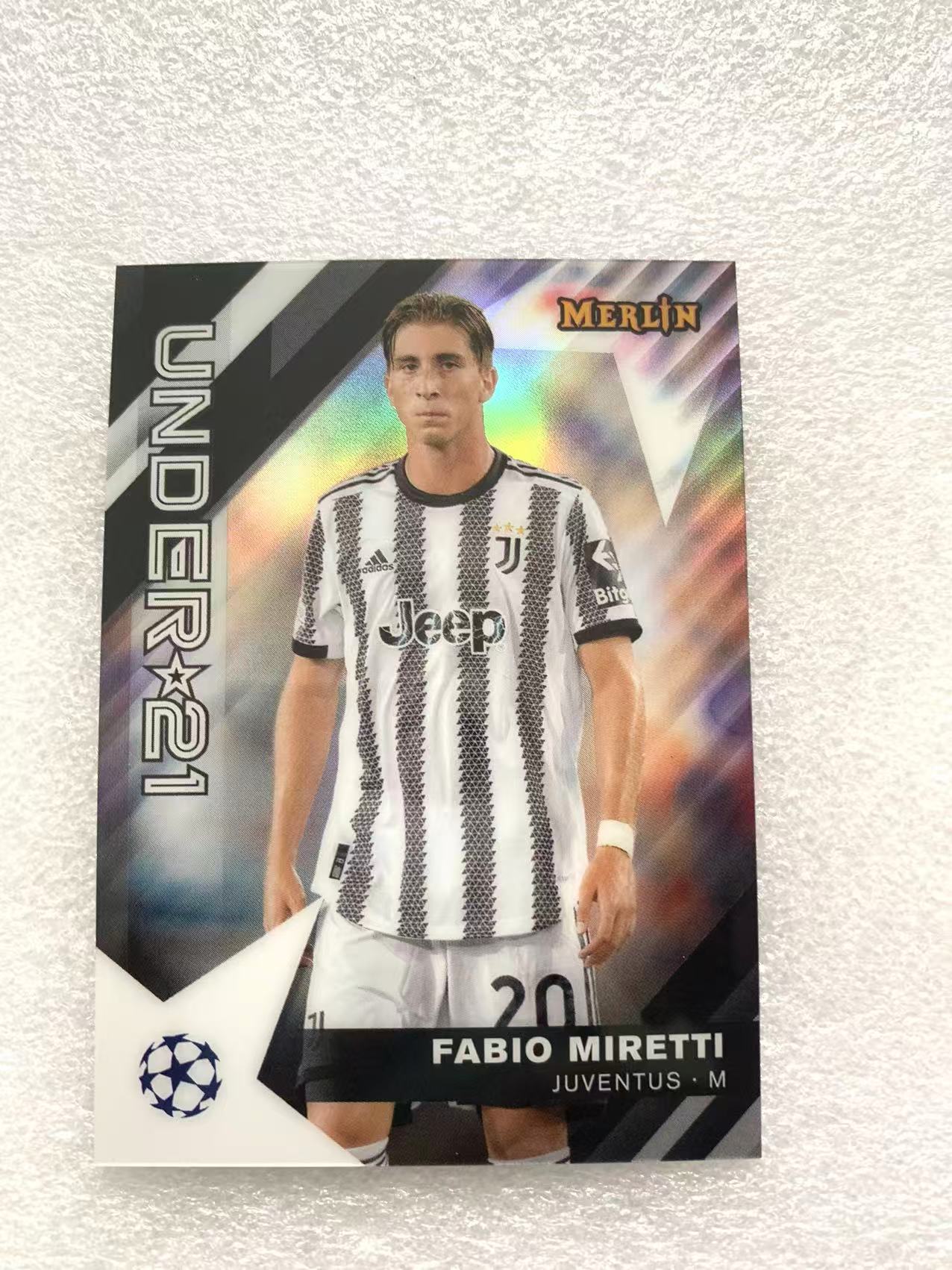 2023 Topps Merlin fabio miretti 法比奥 米蕾蒂 尤文图斯 U21-11 特卡 银折 折射 欧冠 卡品如图