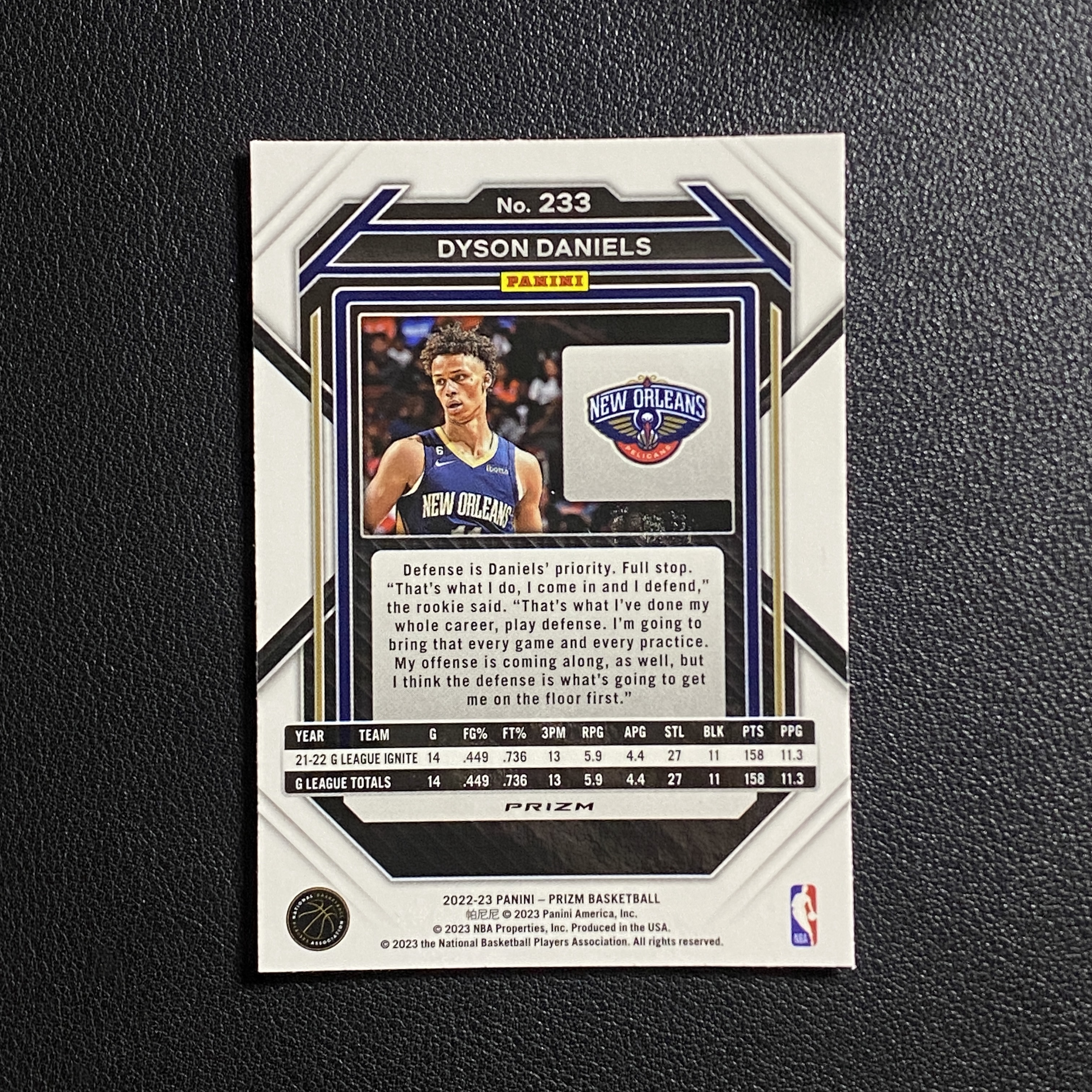 【伦子】2022-23 PANINI 帕尼尼 PRIZM RC 新秀 鹈鹕 DYSON DANIELS 戴森 丹尼尔斯 红闪 积分包独占 折射 瑕疵见图 SAMM-19