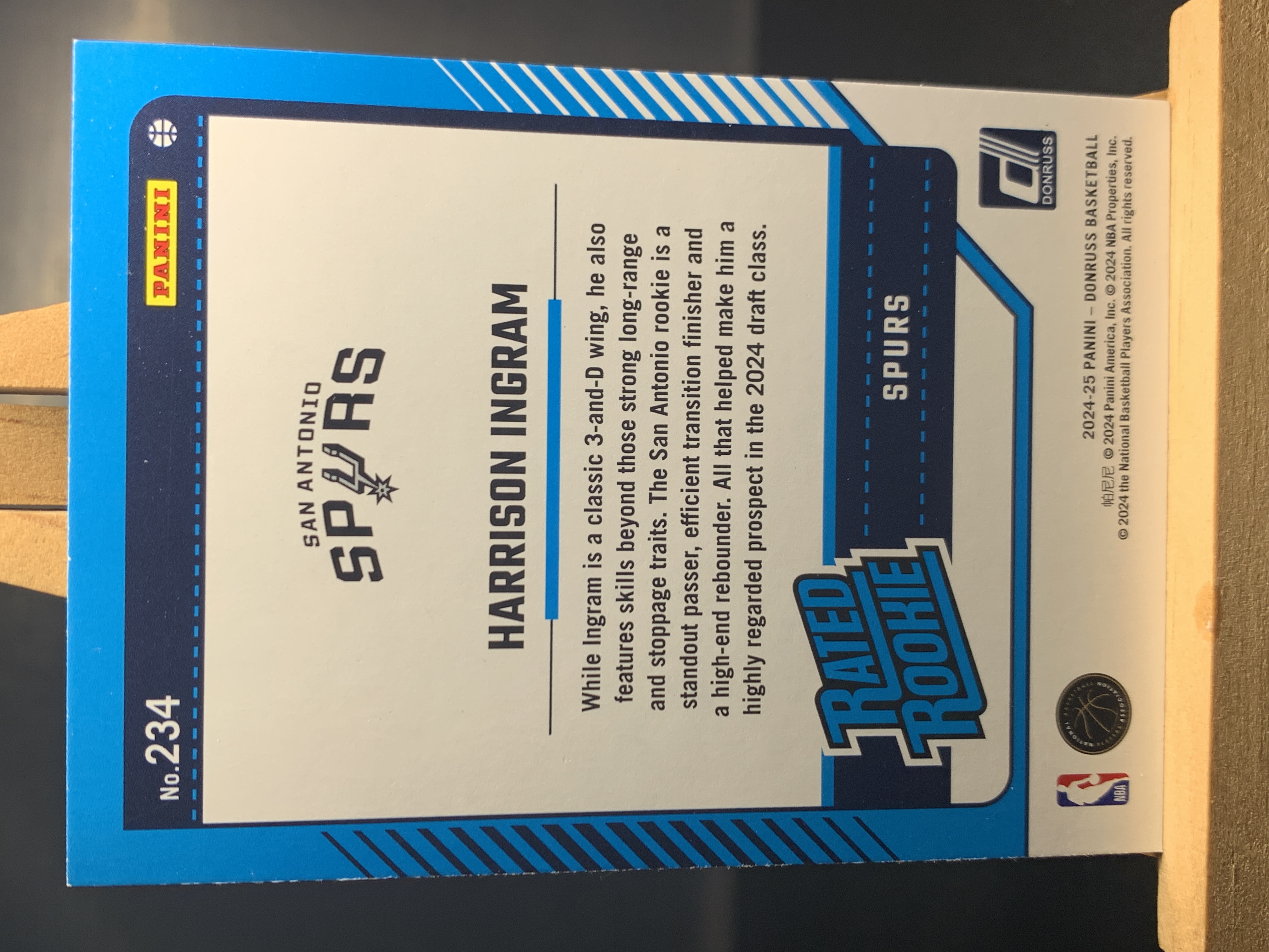 (A5) 2024-25 PANINI 杜蕾斯系列 新秀RC 哈里森 英格拉姆 马刺 实卡好看 收藏凑套必备 卡品如图!!!