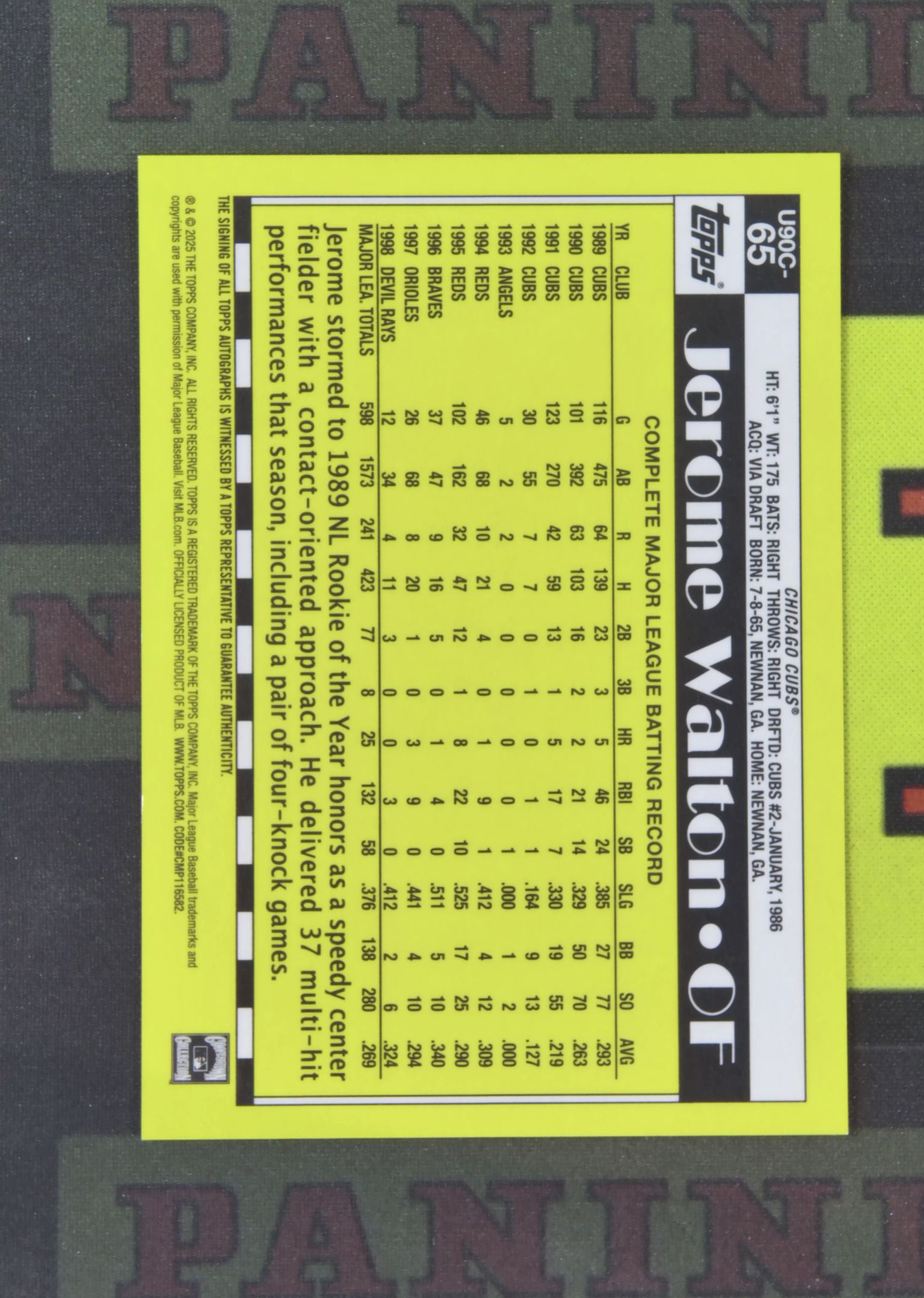 2025 Topps Chrome Jerome Walton Nirvana Project 杰罗姆 沃尔顿 芝加哥小熊 名宿 070/199 签字 Mojo折 复古 TC 卡品如图 涛涛¥