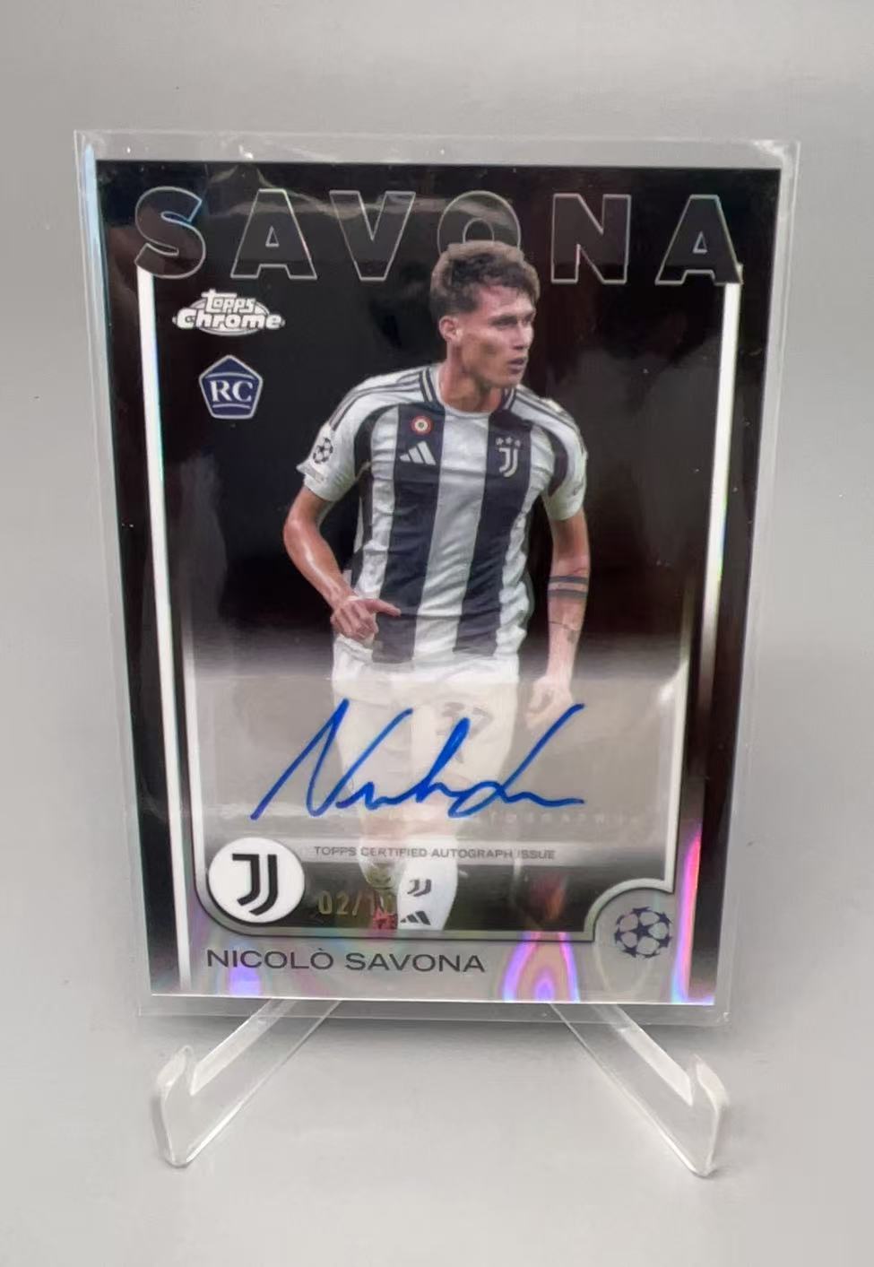 【坚果卡牌代拍】2025 Topps Chrome Nicolò Savona RC 尼科洛 萨沃纳 02/10遍 黑折 黑熔岩折 大比例 新秀 欧冠 尤文图斯 TC 签字 签名 车哥0623