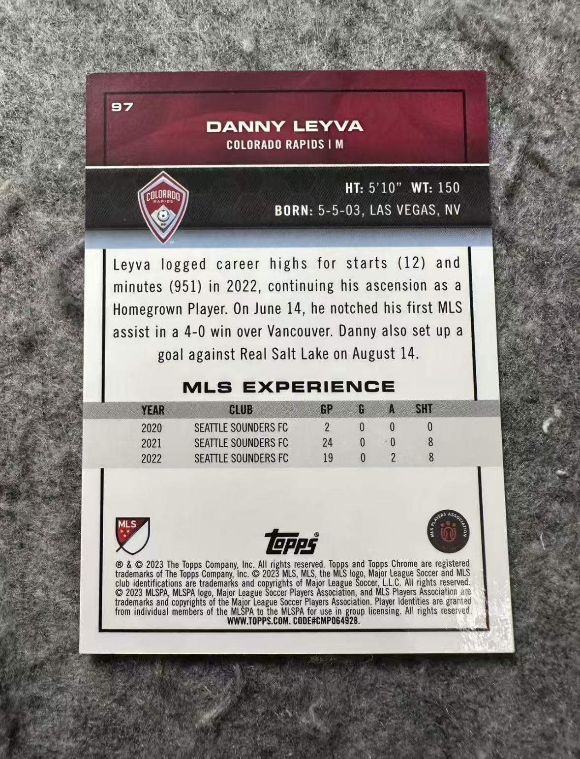 2023 Topps Chrome Danny Leyva MLS 美职联MLS 科罗拉多急流 丹尼 莱瓦 99编 绿折 多图已拍仔细看图