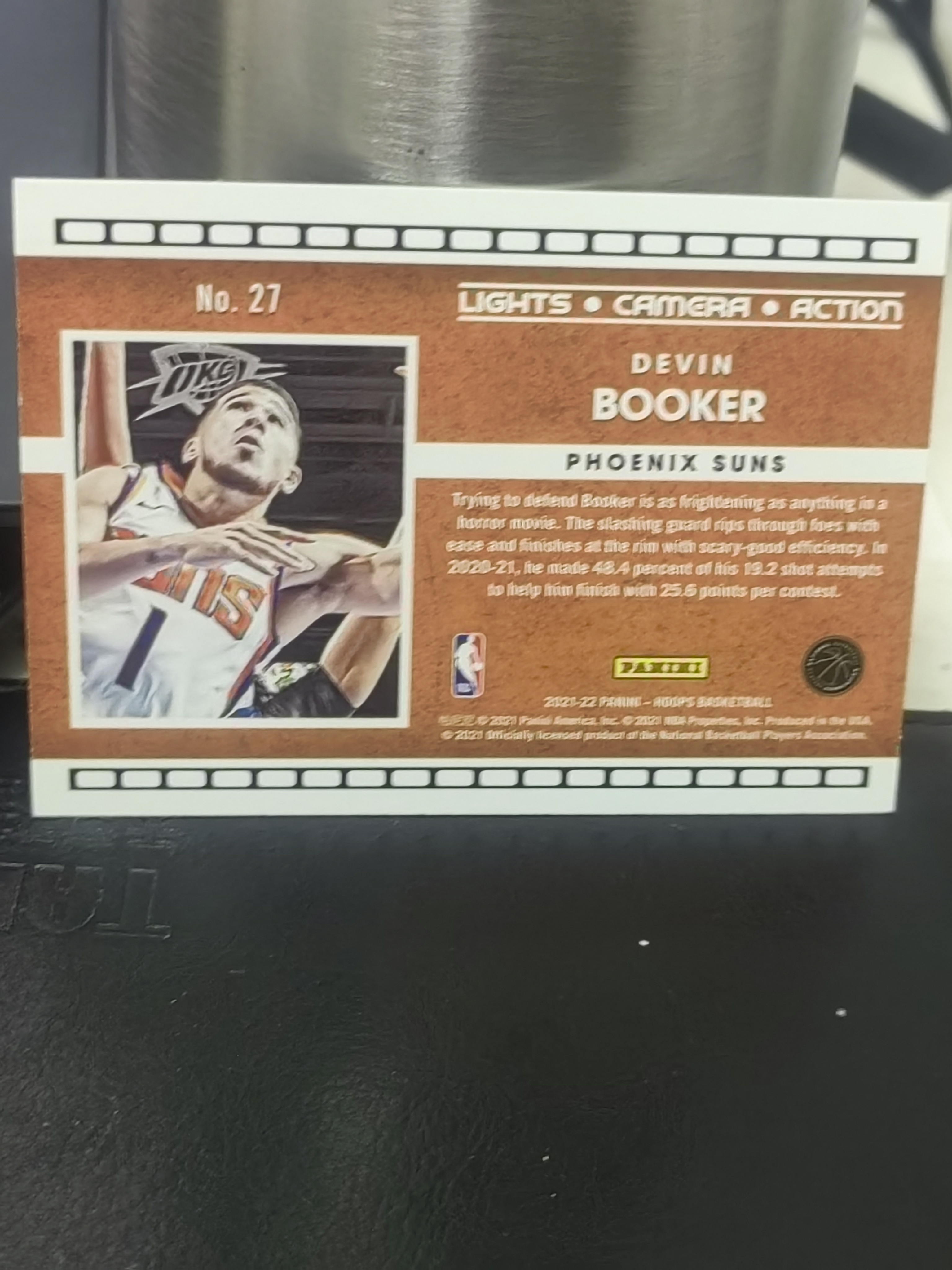 2021-22 Panini Hoops Devin Booker Hoops 德文 布克 太阳 银标 LIGHTS CAMERA ACTION 第二张 篮 白边白角 不保卡品 卡品如图
