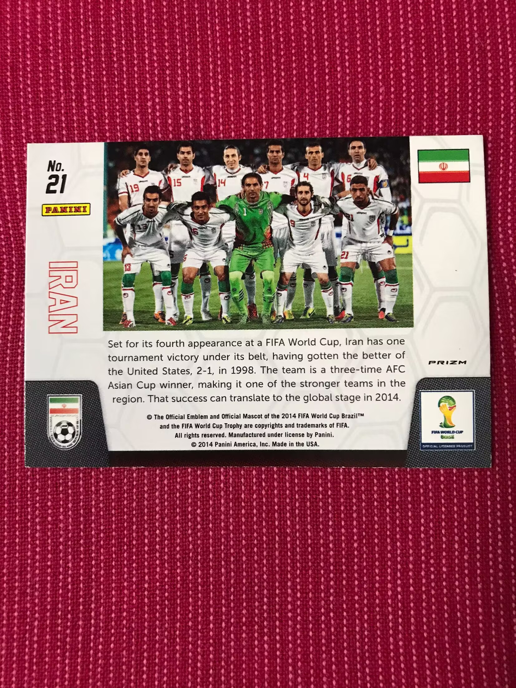 2014 Panini Prizm IRAN 【宾森光拍卖第191期】World Cup 全家福 特卡 红白蓝 折射 伊朗 元年世界杯