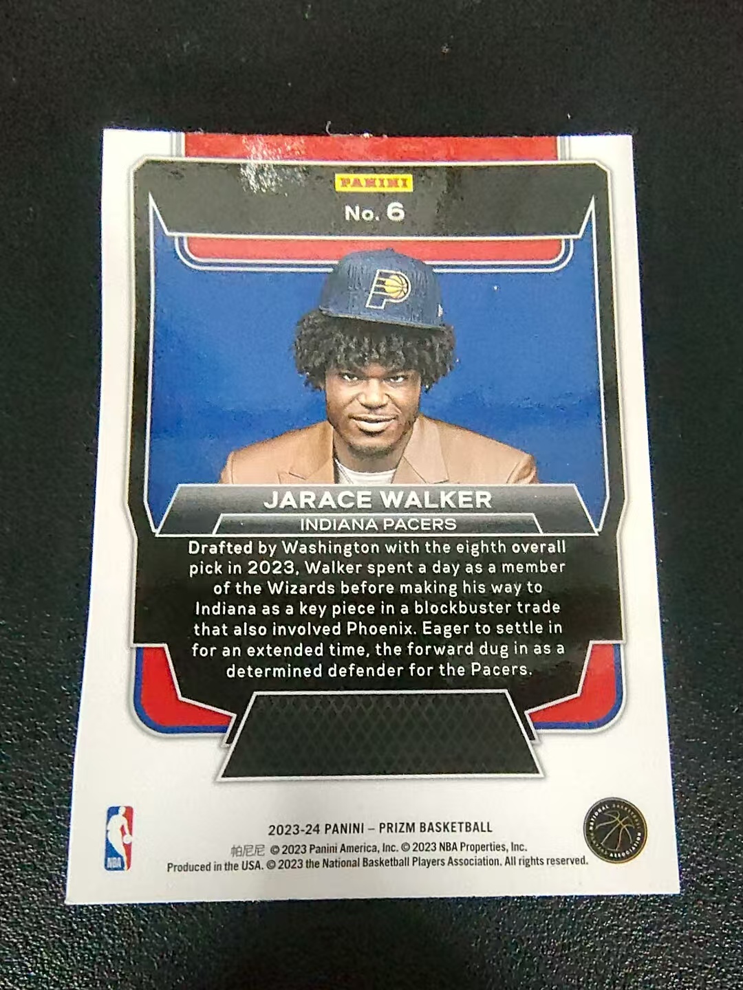 【可合并,不累计】2023-24 Panini Prizm Jarace Walker RC 贾雷斯 沃克 乐透秀定裝特卡 PZ 划痕 边角微瑕 介意勿拍 #6