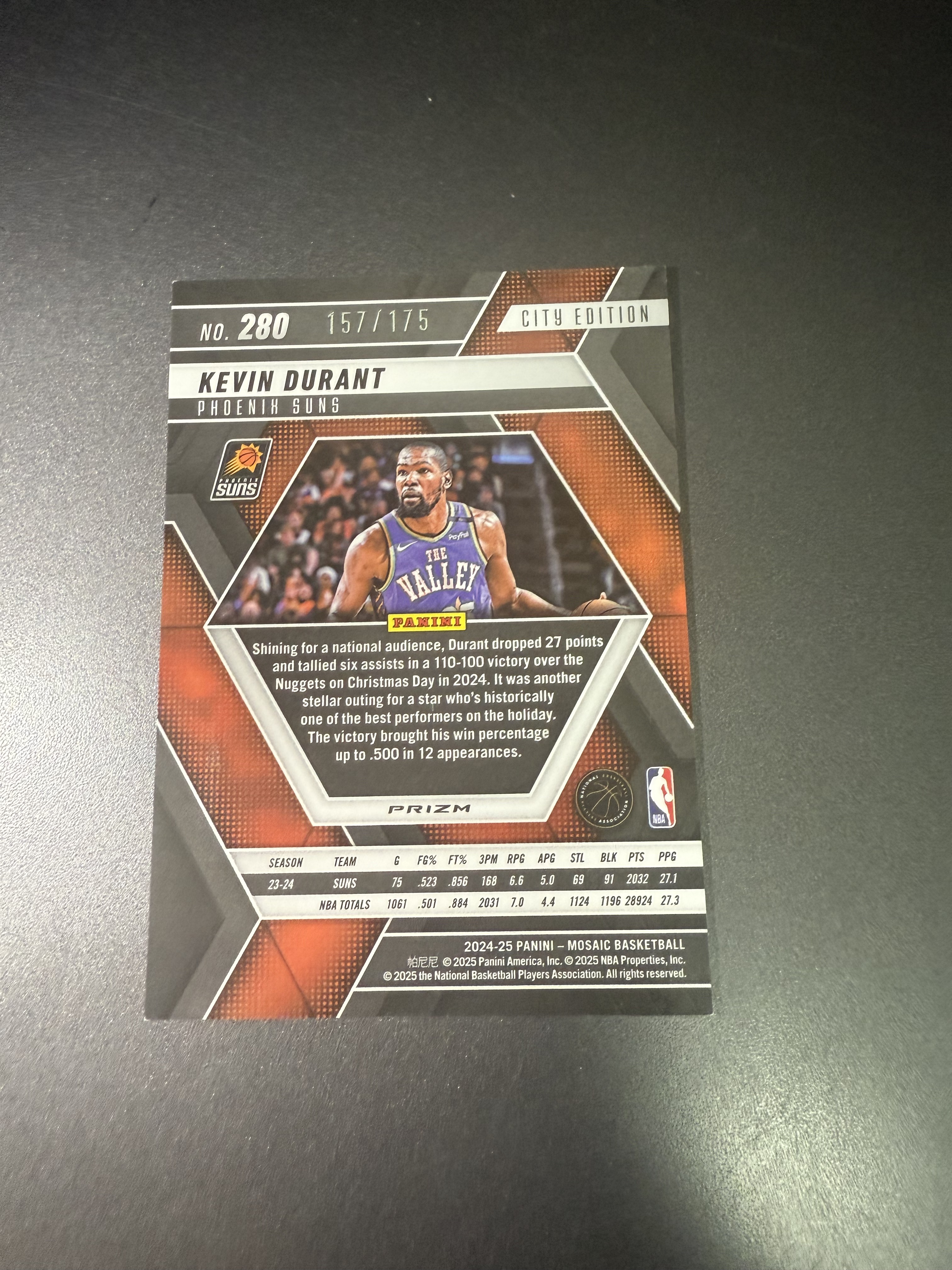 2024-25 Panini Mosaic Kevin Durant 杜兰特 马赛克 粉折 175编 0