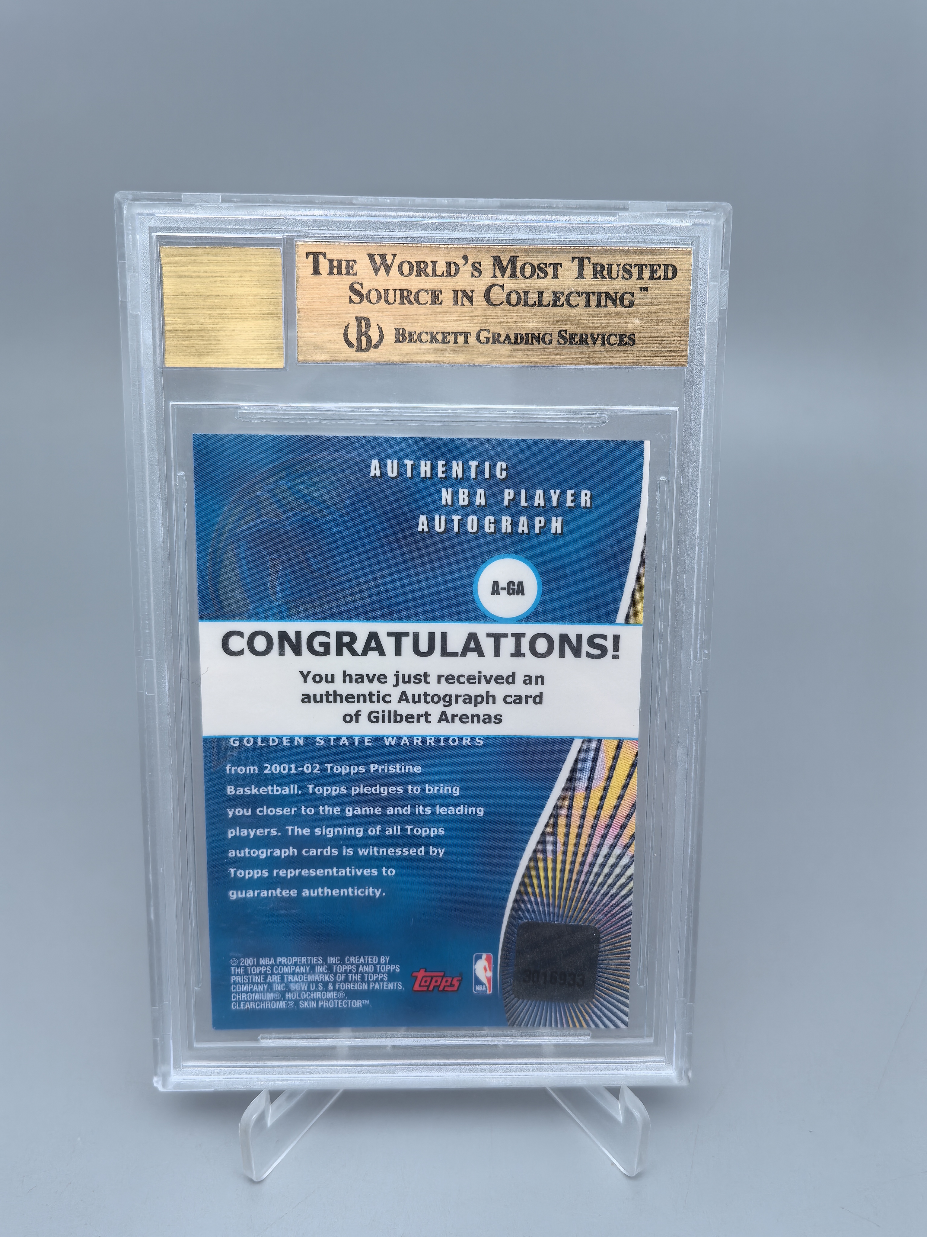 【拆吧代拍】2001-02 Topps Pristine Gilbert Arenas 华盛顿奇才 大将军 阿里纳斯 折射 签字 卡签 BGS金标9.5/10 专收必备 阿顺1205
