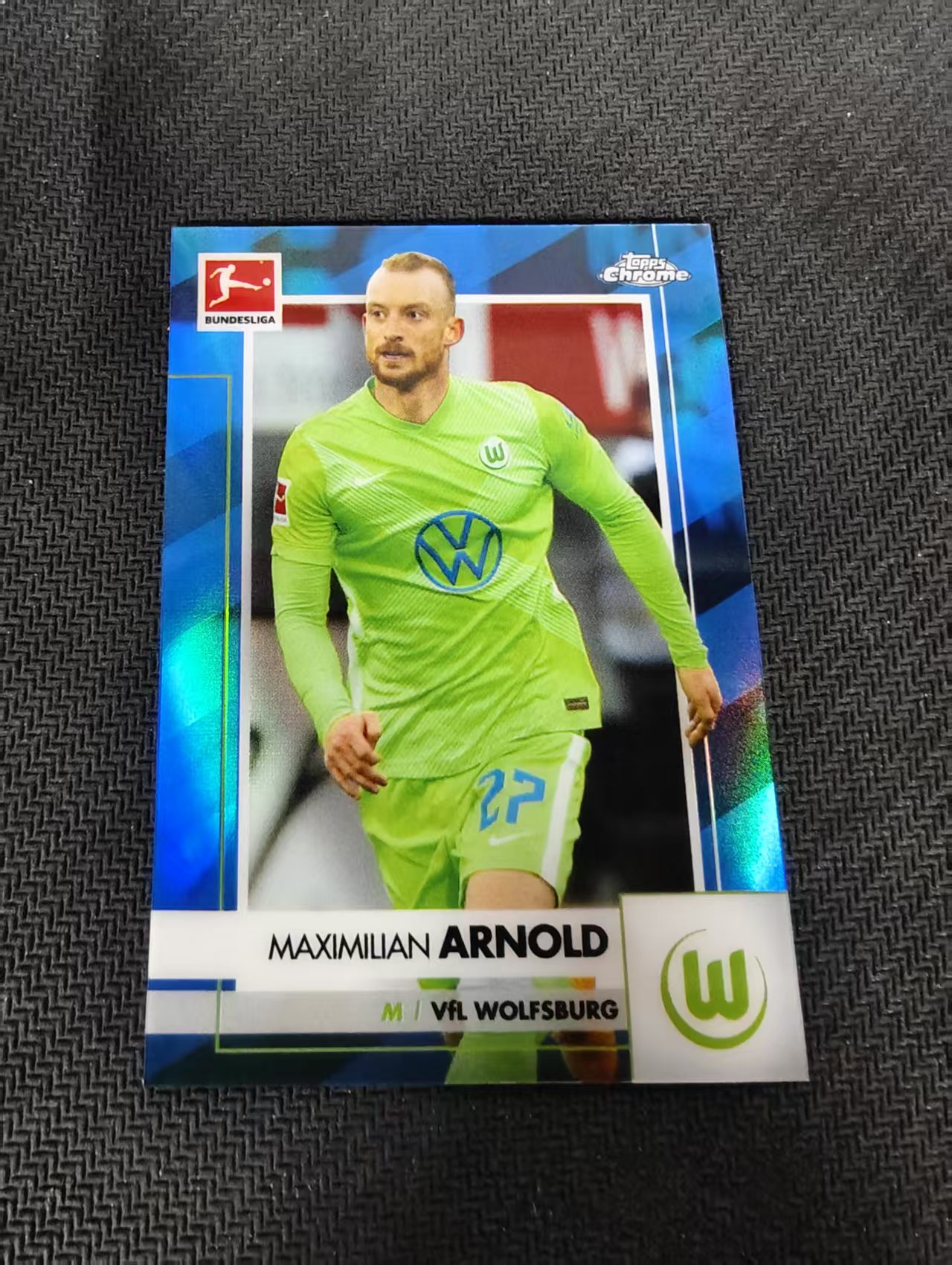 【可合并,不累计】2021 Topps Chrome Maximilian Arnold 马克西米利安·阿诺德 沃尔夫斯堡 德甲 蓝折 150编 划痕 边角瑕疵
