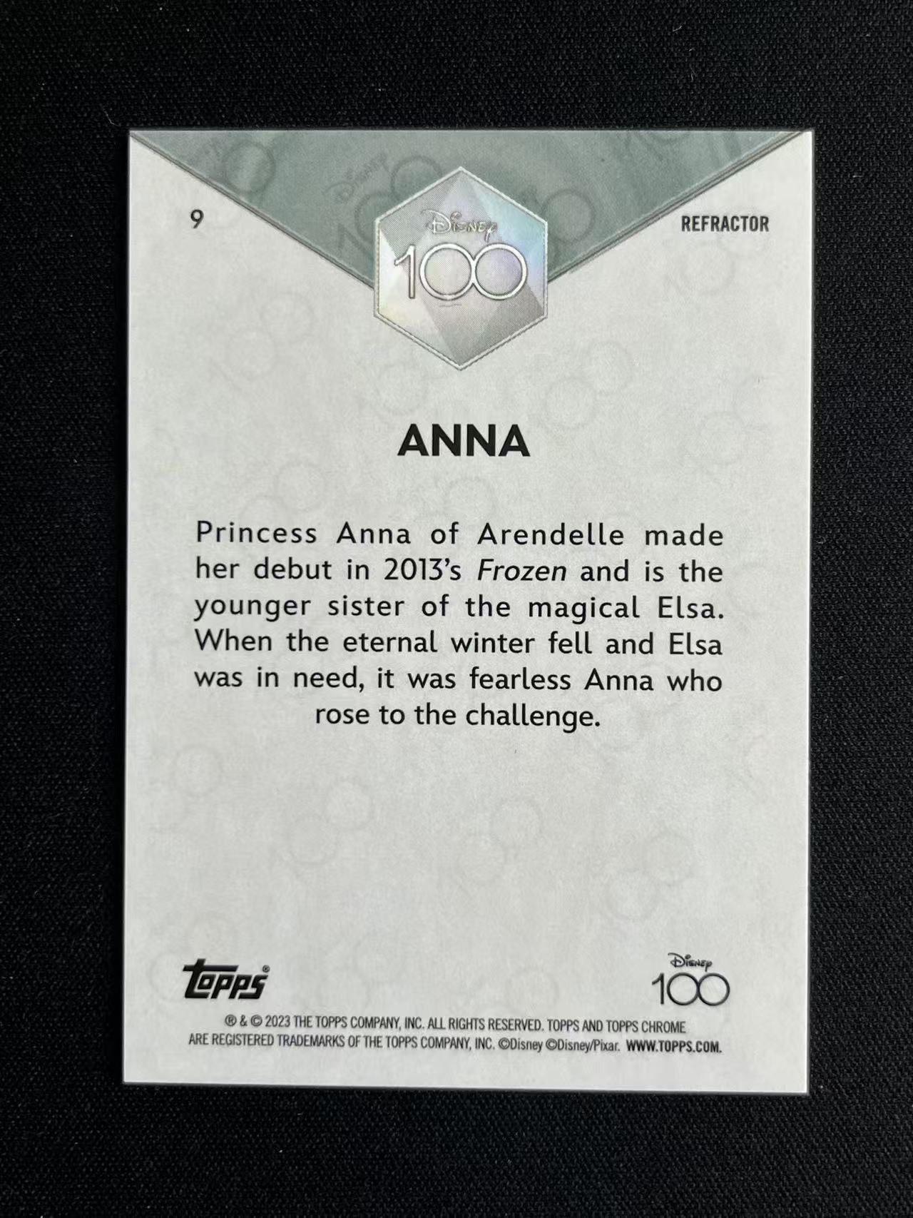 【长安代卖 截标预付80%】2023 Topps Chrome Disney 迪士尼 100周年 元年 TC 迪士尼 Anna 安娜 公主 正银折 折射 实卡好看 收藏必备 微瑕看大图【爆金米奇】(S)(J)